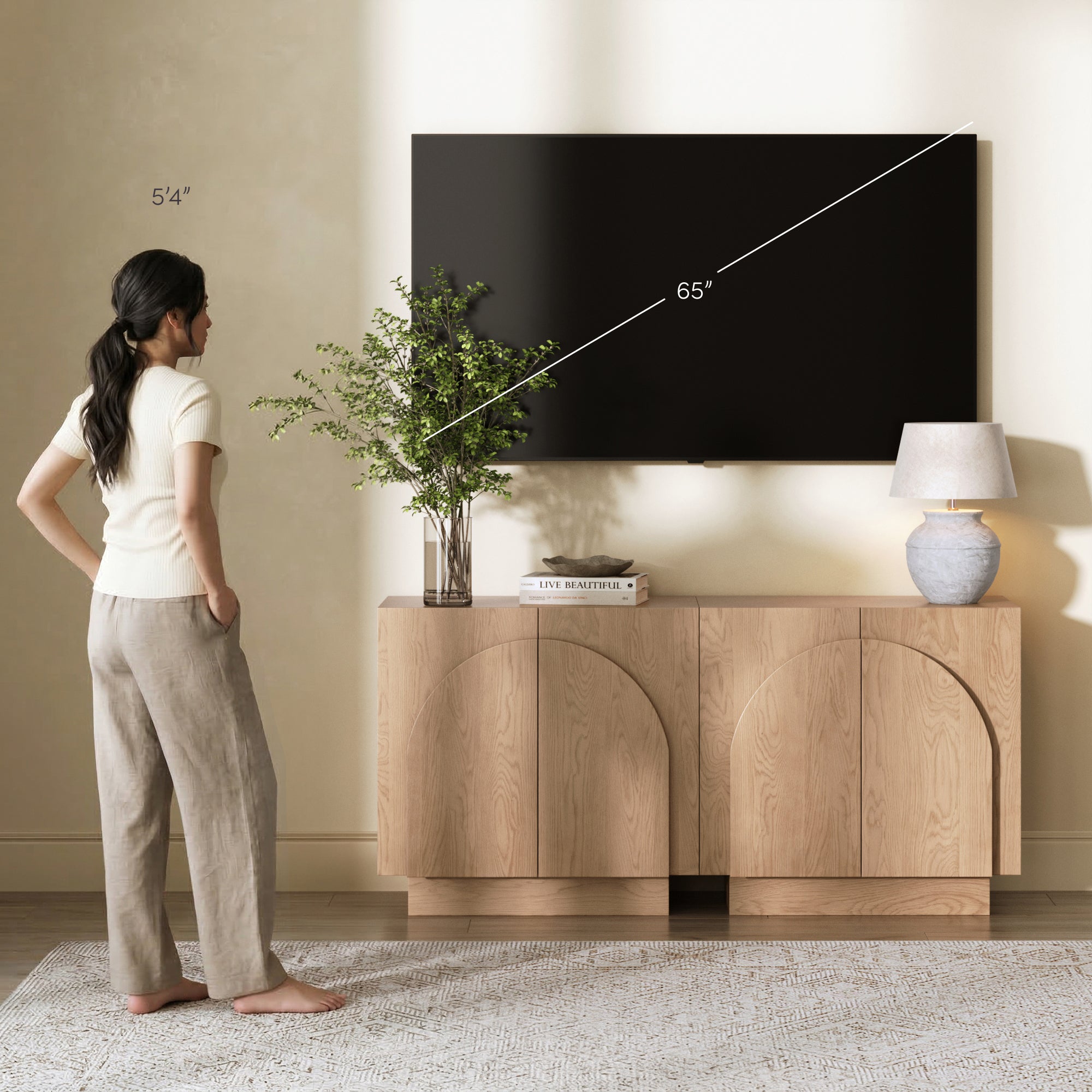 Iris Wood Mid-Century Arched Storage Cabinet Oak | Nathan James