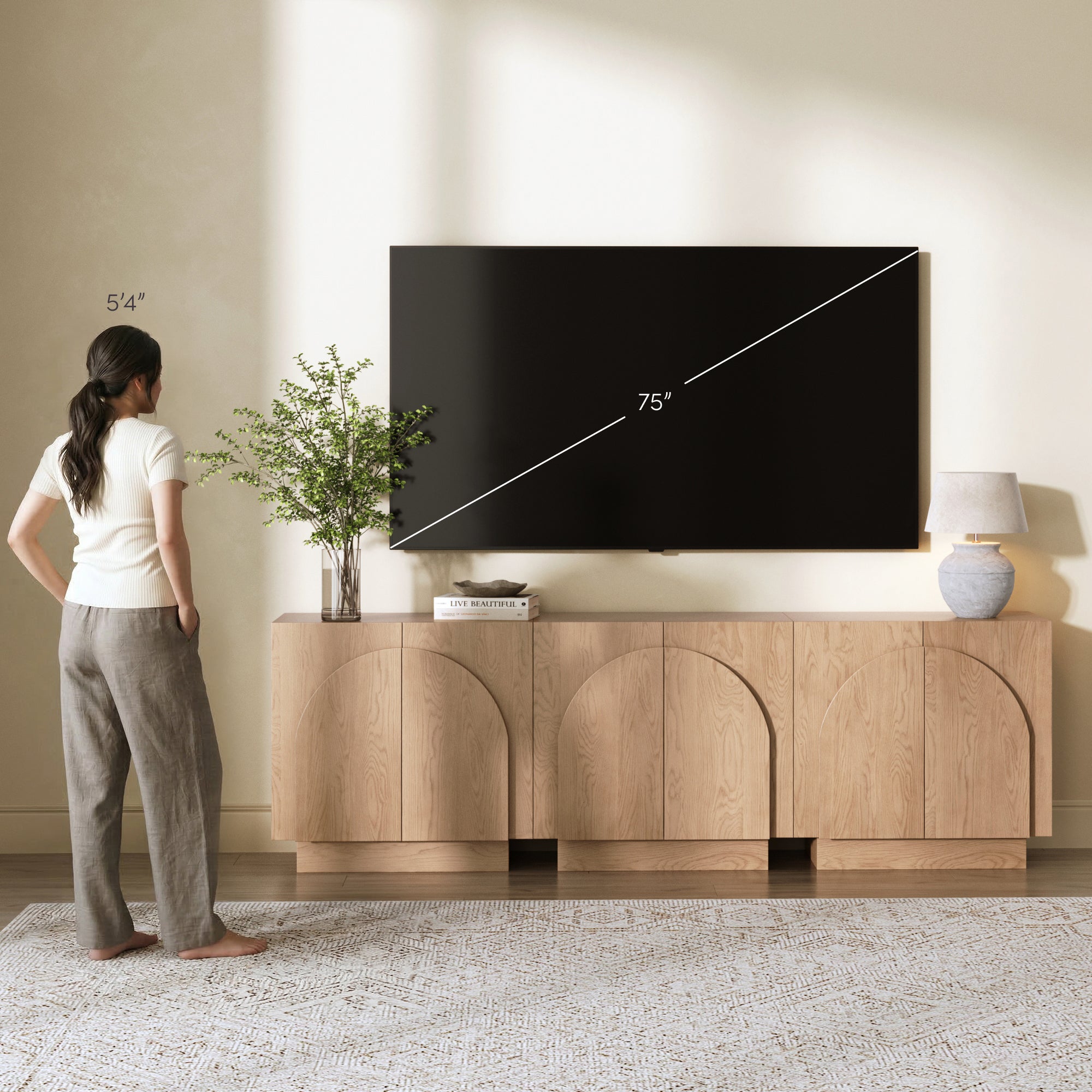 Iris Credenza Oak Arched Set of 3 | Nathan James