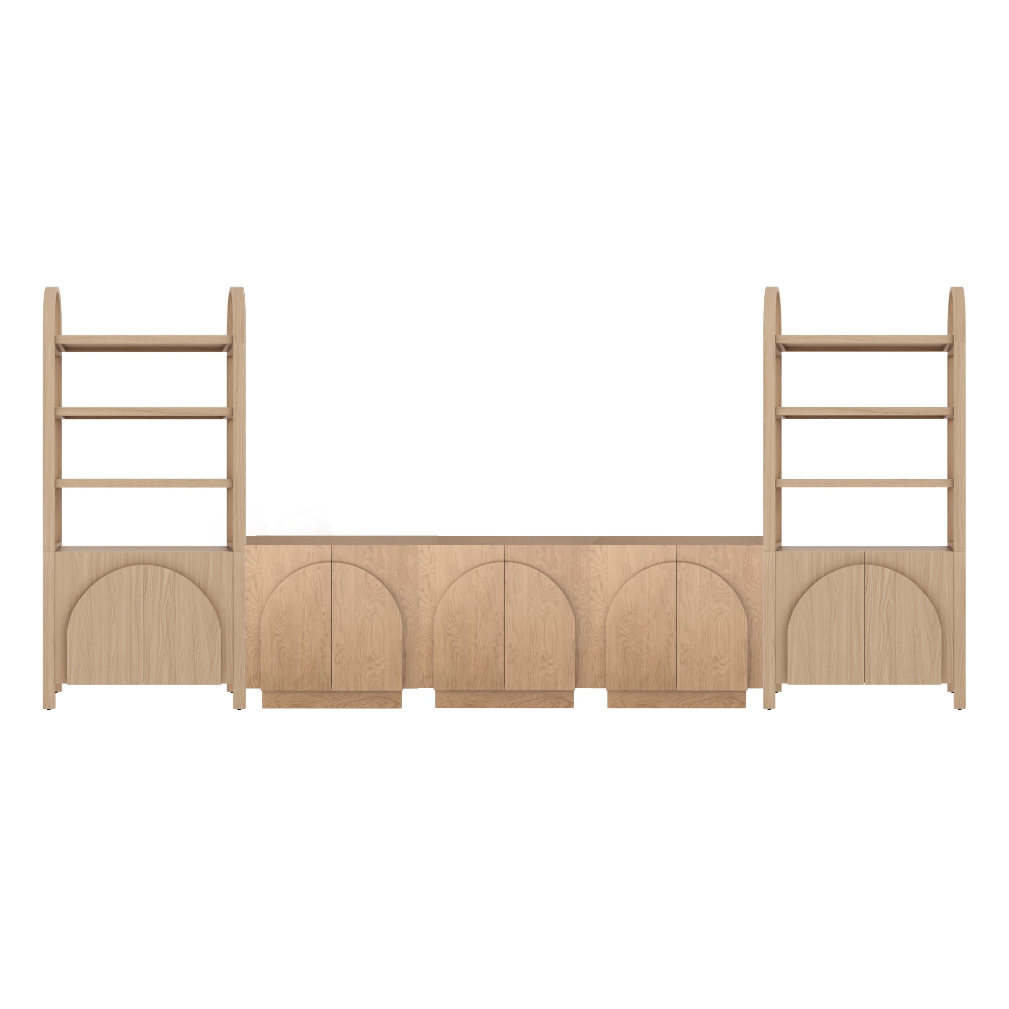 Mid-Century Modern Arched Wood Entertainment Center