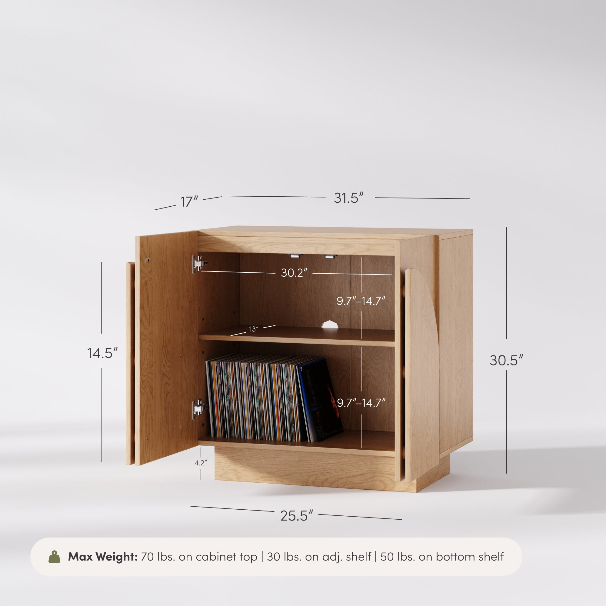 Iris Storage Cabinet Wood Oak Mid-Century Arched | Nathan James