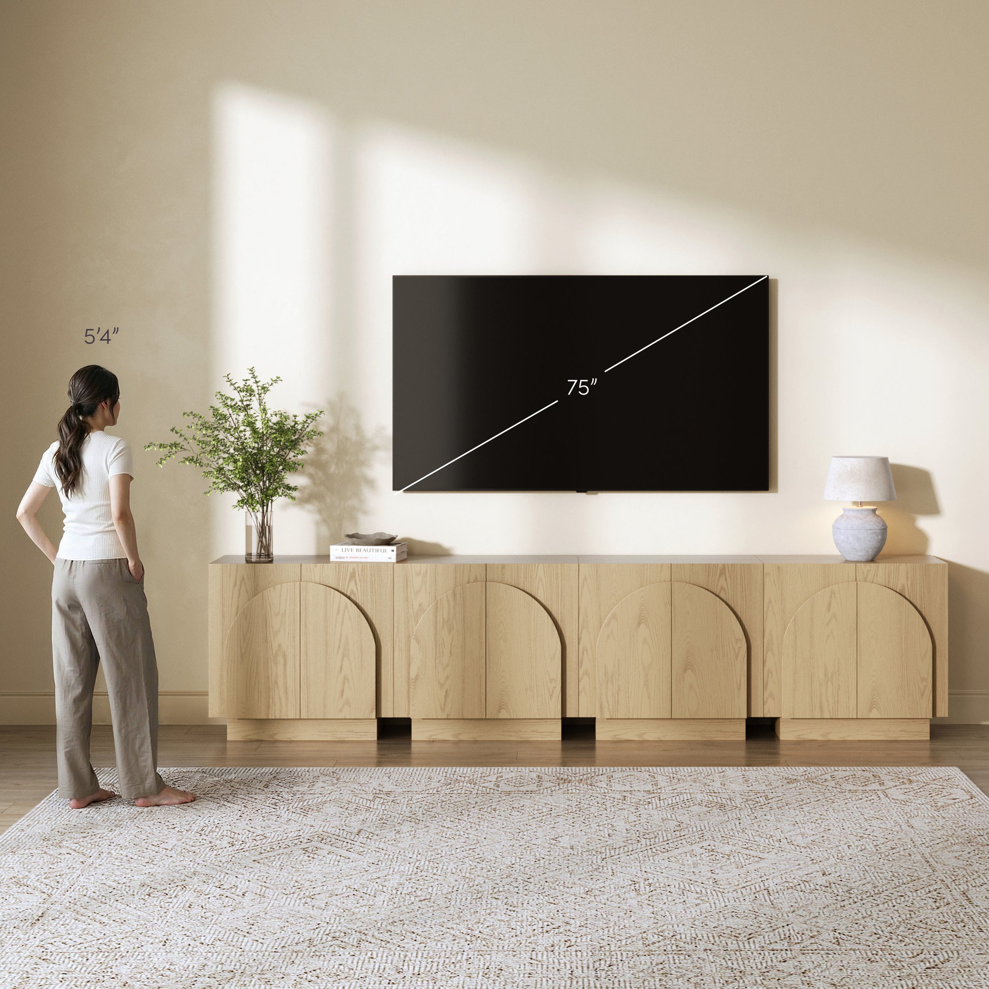 Iris Credenza Wood Gray Oak Set of 4 Arched | Nathan James