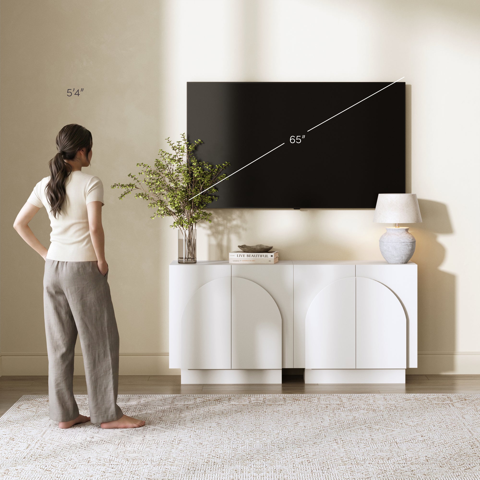 Iris TV Console Seagrass Arched Black for 65