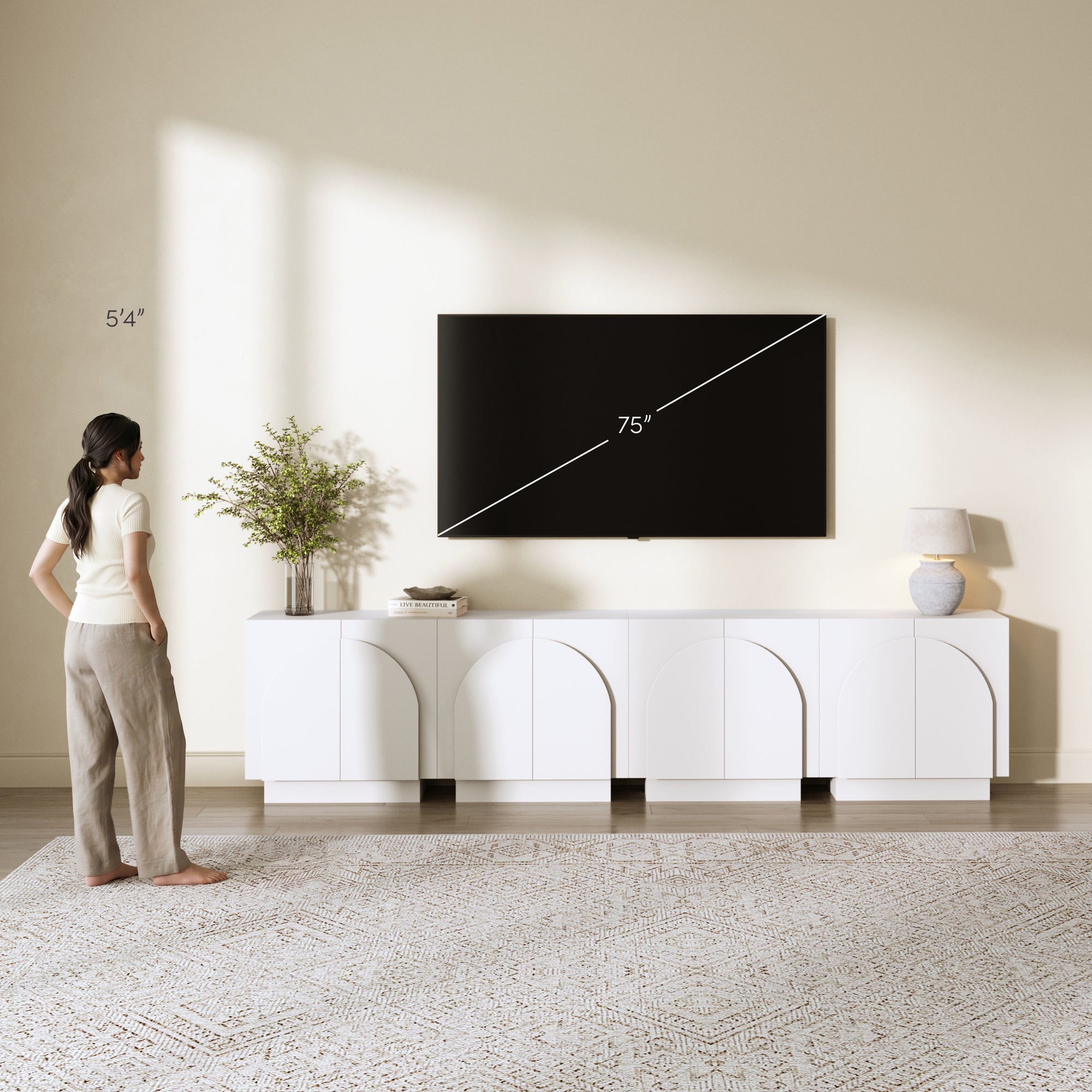 Iris Credenza Wood White Arched Set of 4 | Nathan James