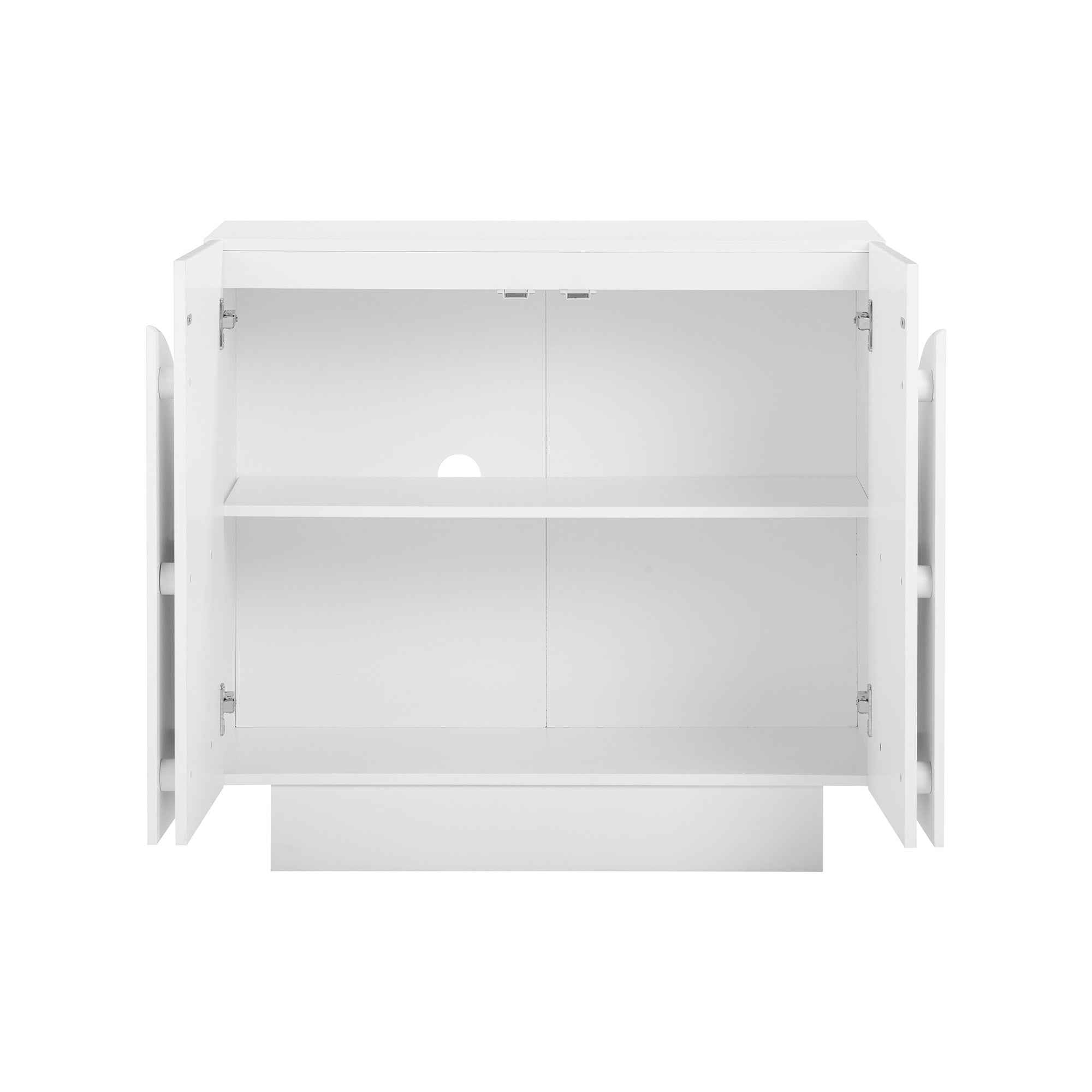 Iris Storage Cabinet Wood White Mid-Century Arched | Nathan James