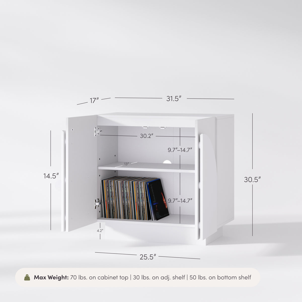 Iris Storage Cabinet Wood White Mid-Century Arched | Nathan James