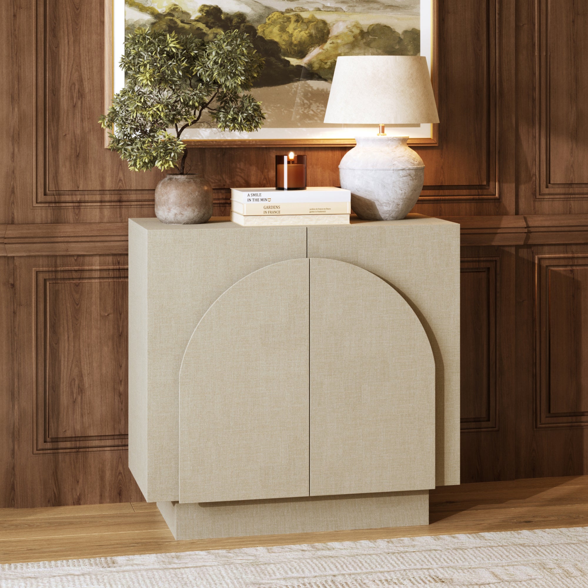 Arched Fabric Wrapped Storage Cabinet - Thumbnail 5