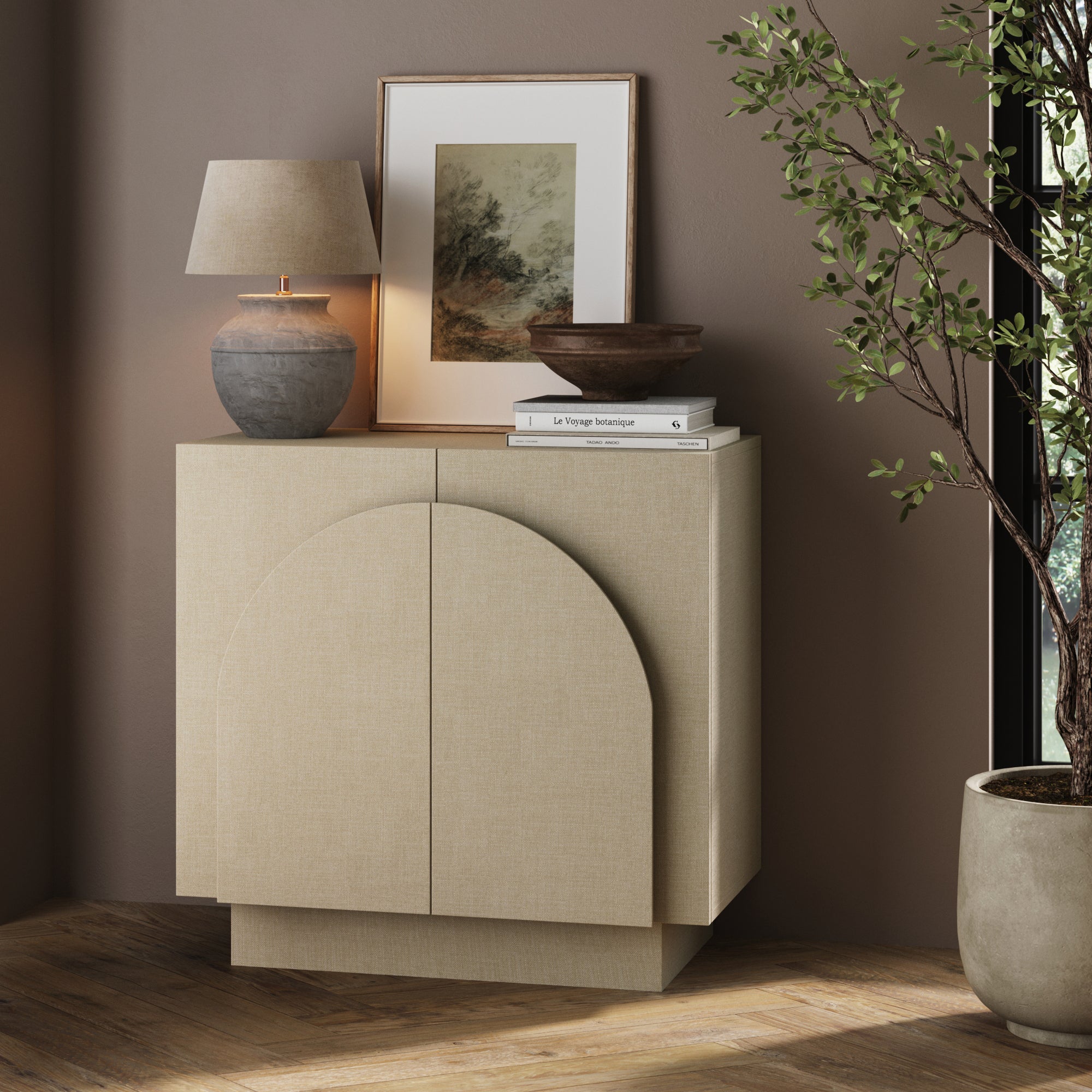 Arched Fabric Wrapped Storage Cabinet - Thumbnail 4