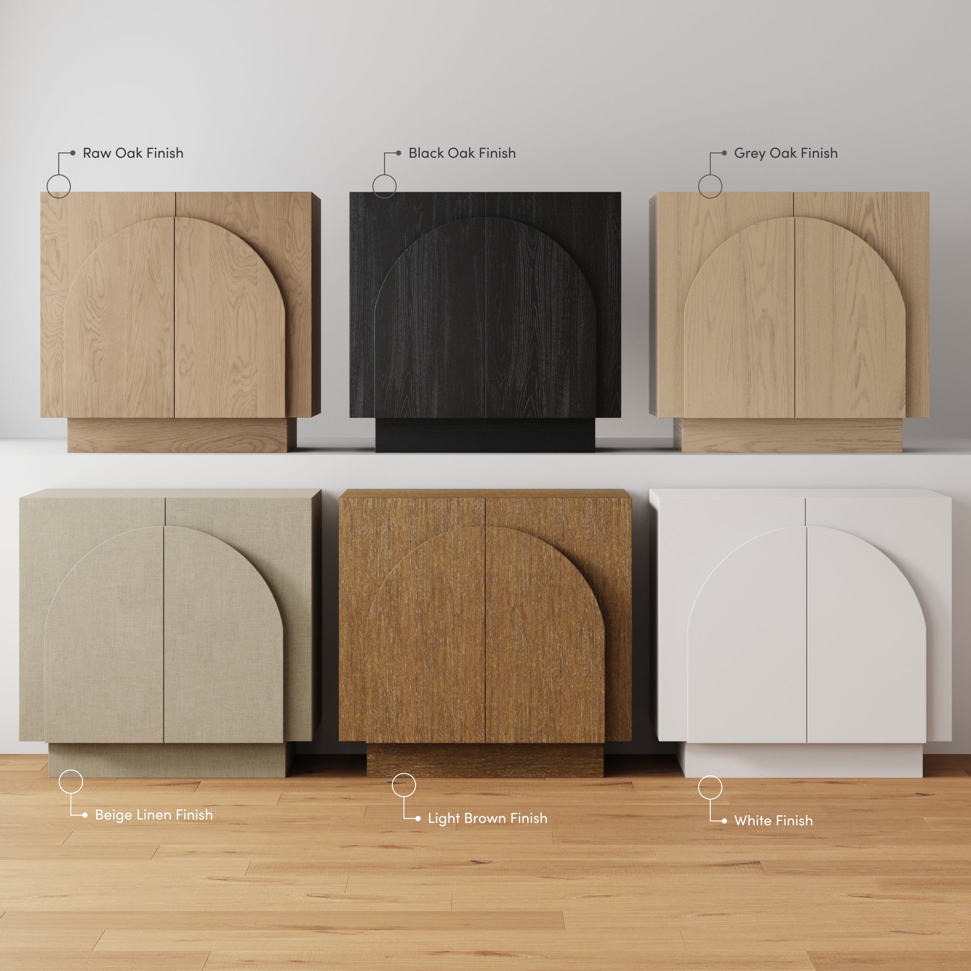 Wood Mid-Century Arched TV Console Credenza - Thumbnail 4