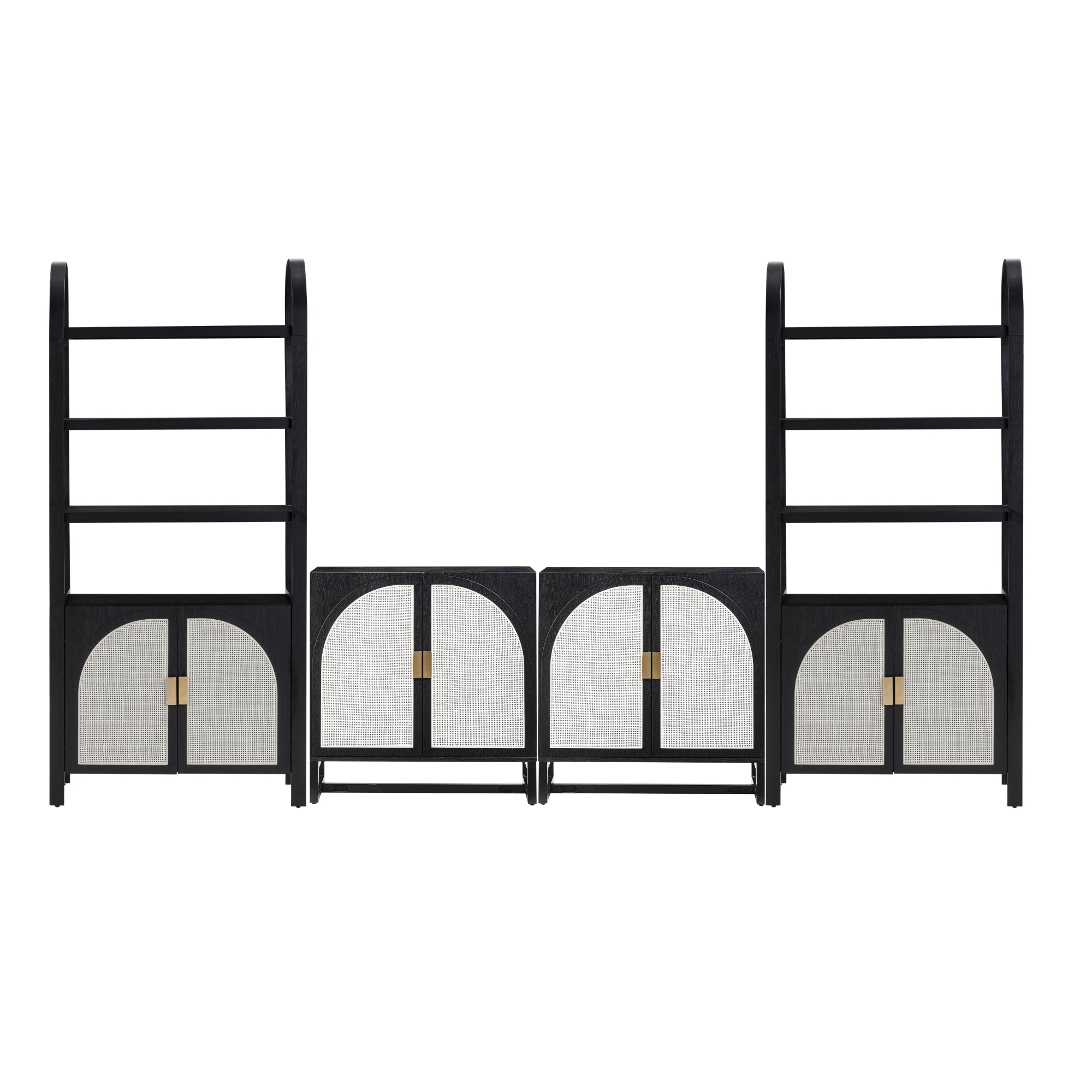 Boho Arched Bookshelf Entertainment Center