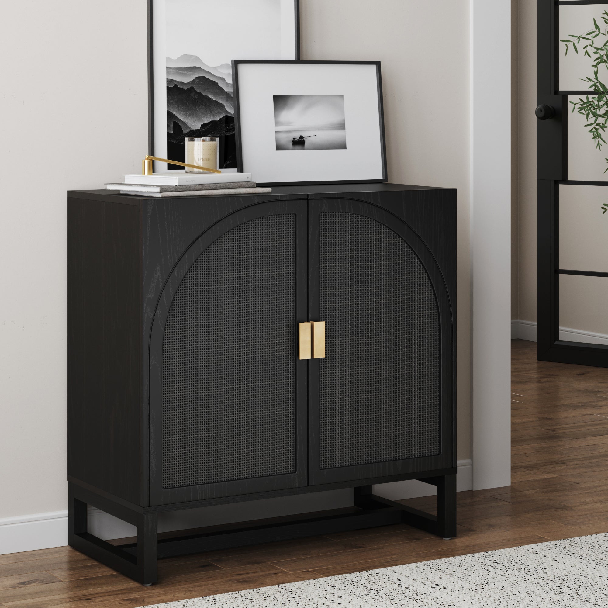 Arched Wooden 2-Door Storage Cabinet - Thumbnail 4