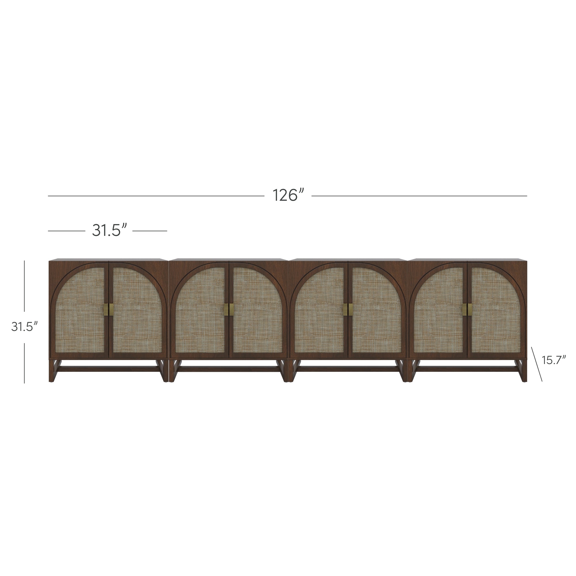 Large Arched Credenza Console Table Dark Acacia (Set of 4) - Thumbnail 3
