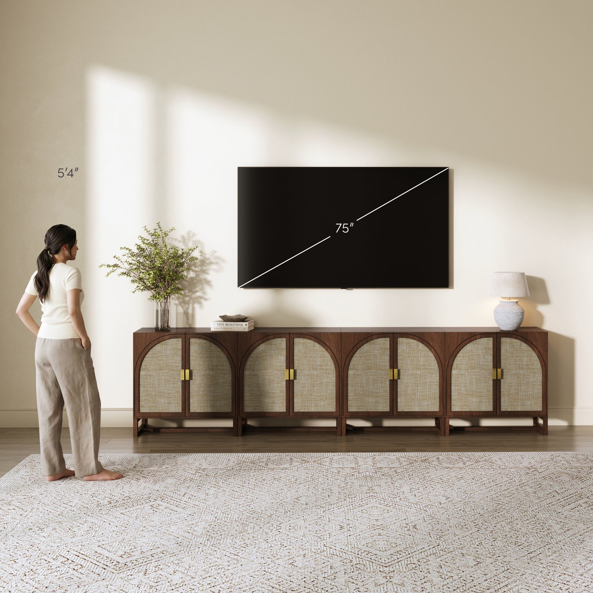Paxton Credenza Brown Wood Arched Set of 4 | Nathan James
