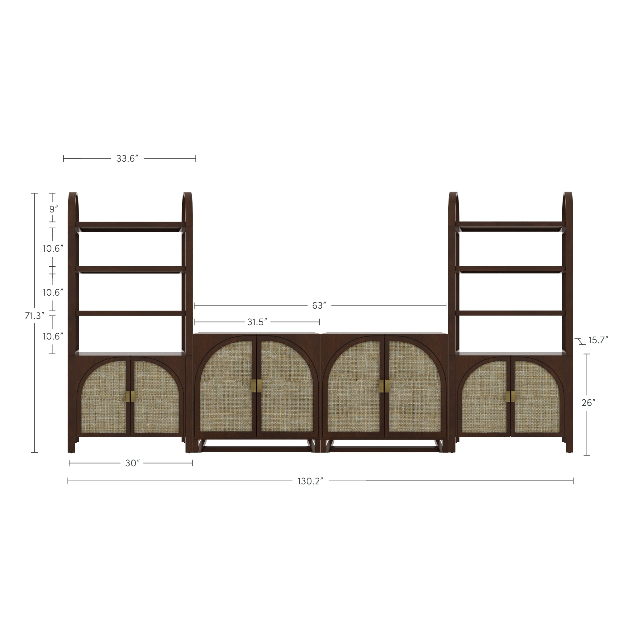 Arched Entertainment Center Wood Dark Acacia - Nathan James