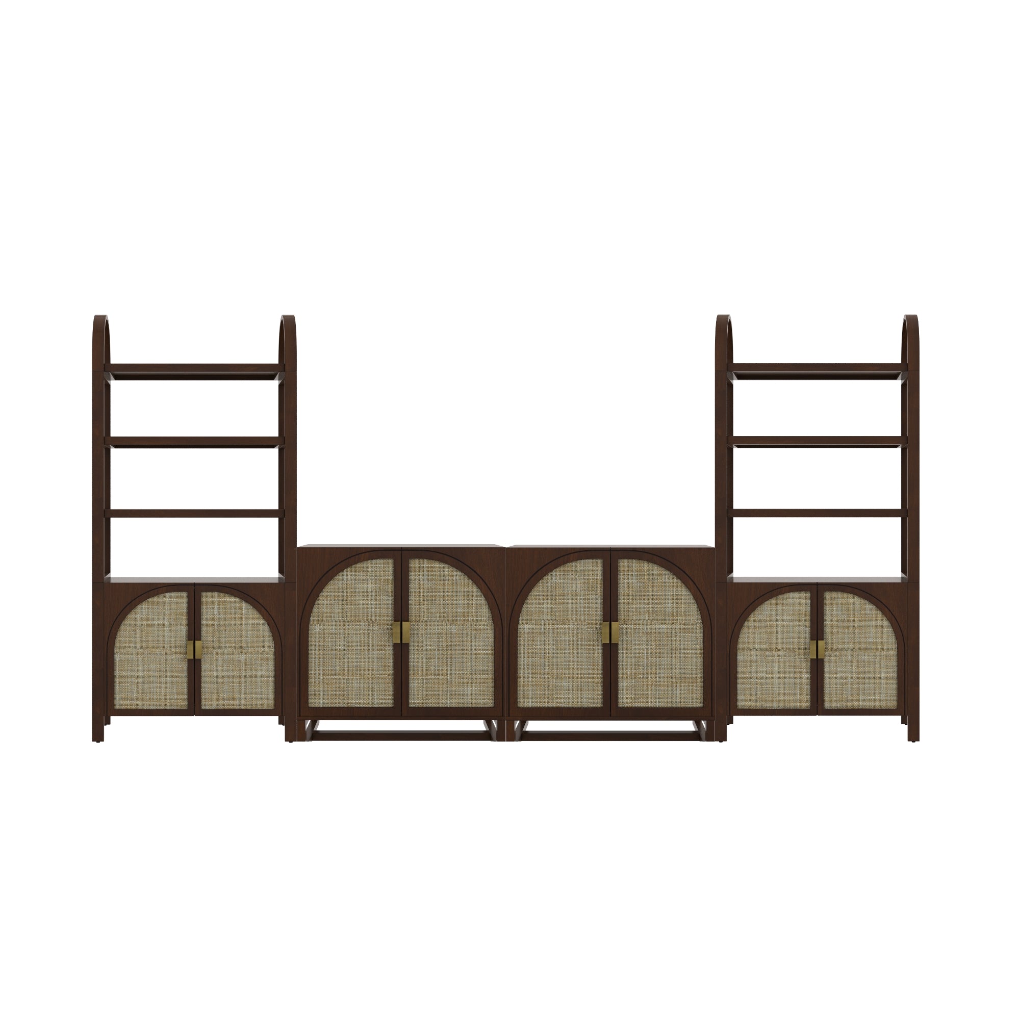 Arched Entertainment Center Wood Dark Acacia - Nathan James