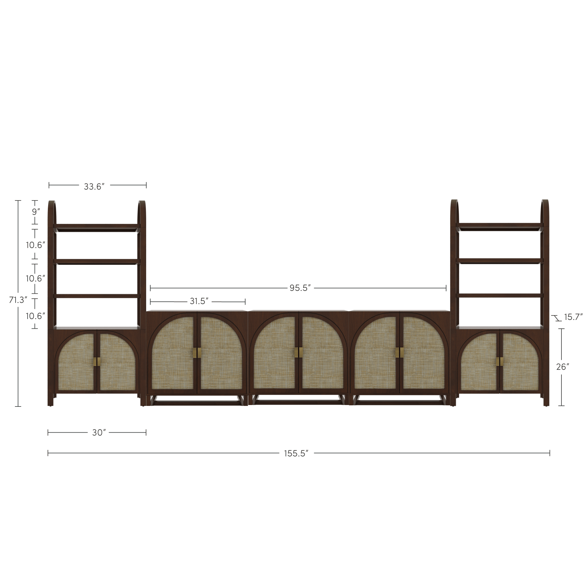 Arched Bookshelf Entertainment Center for 75" TV Dark Acacia - Nathan James
