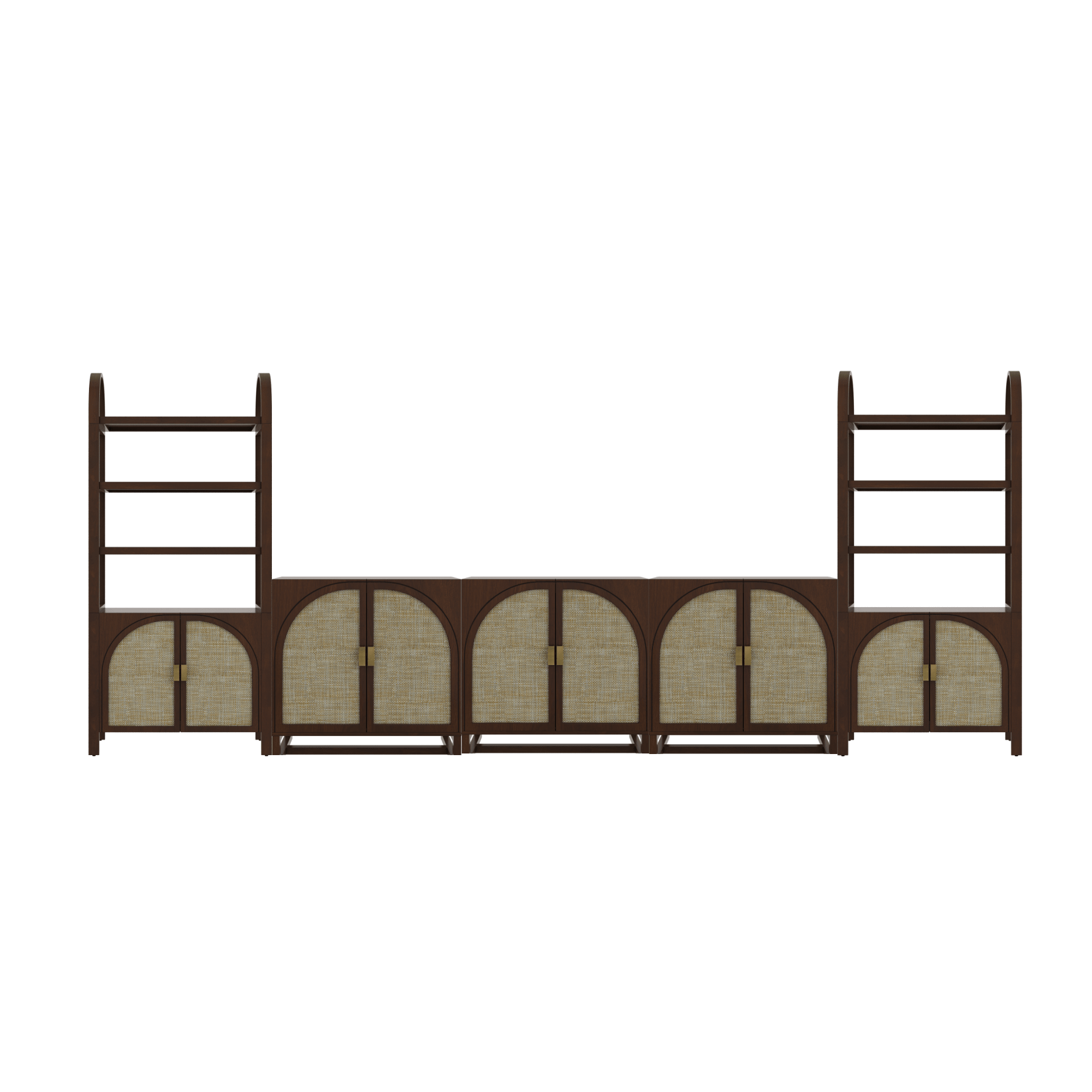 Arched Bookshelf Entertainment Center for 75" TV Dark Acacia - Nathan James