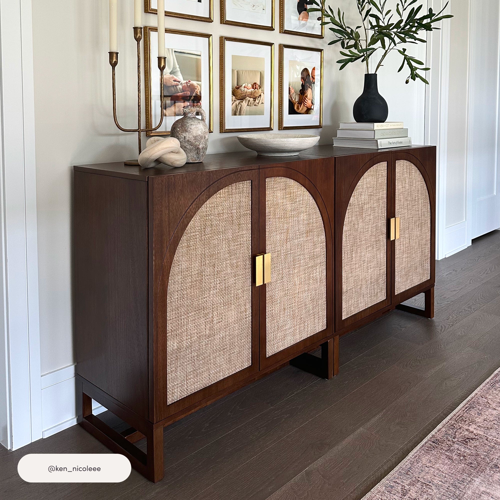 Paxton Credenza Brown Wood Arched Set of 4 | Nathan James