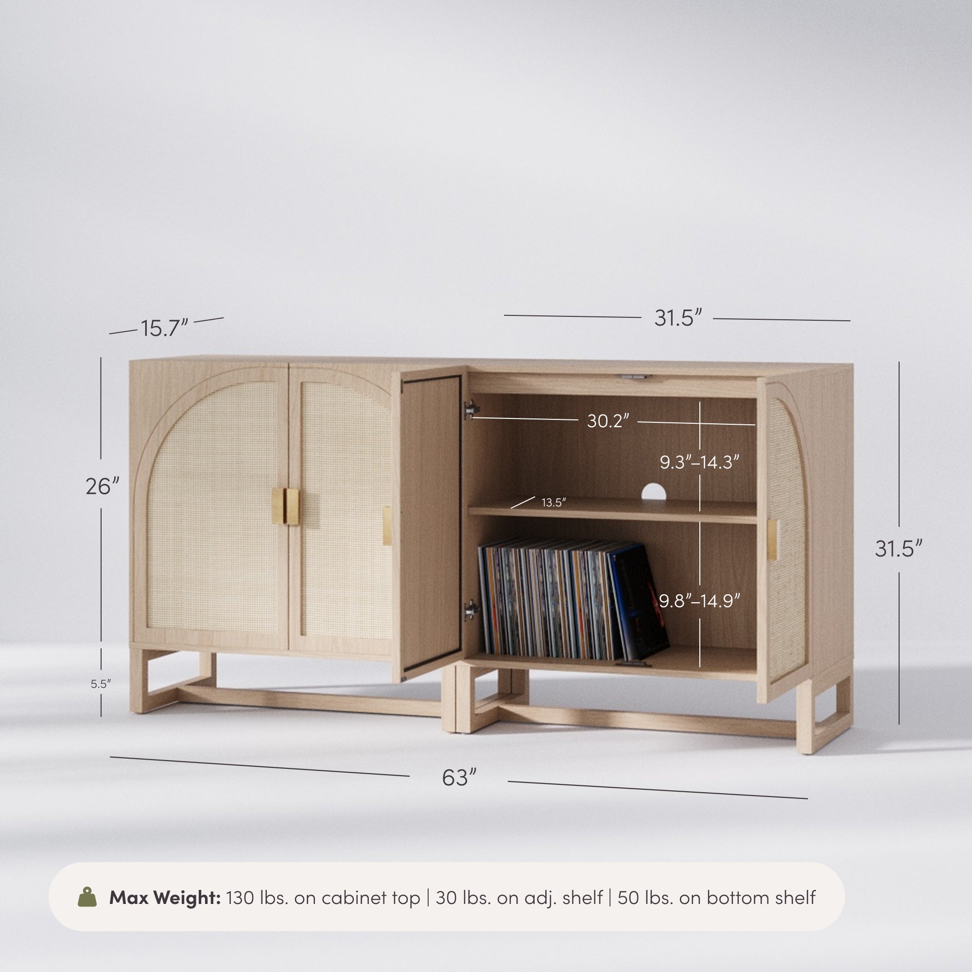 Paxton Credenza Raw Oak Set of 2 Arched | Nathan James