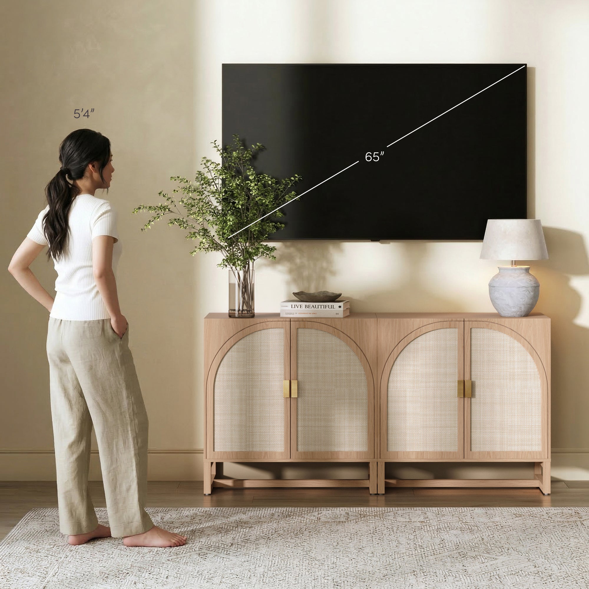 Paxton Credenza Raw Oak Set of 2 Arched | Nathan James