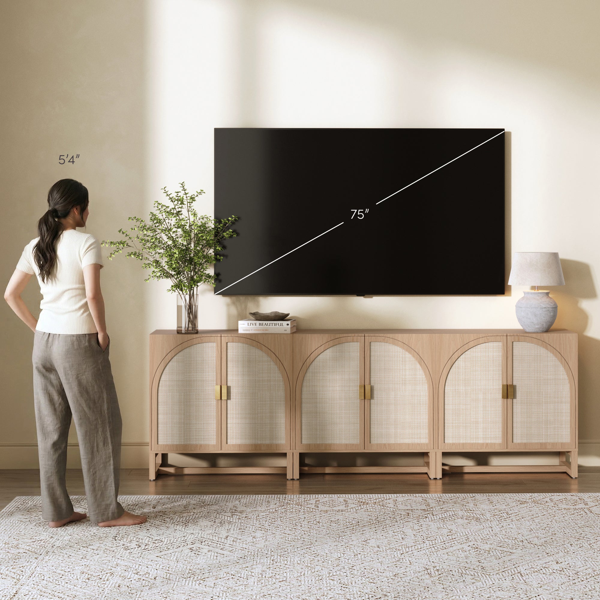 Paxton Credenza Raw Oak Set of 3 Arched | Nathan James
