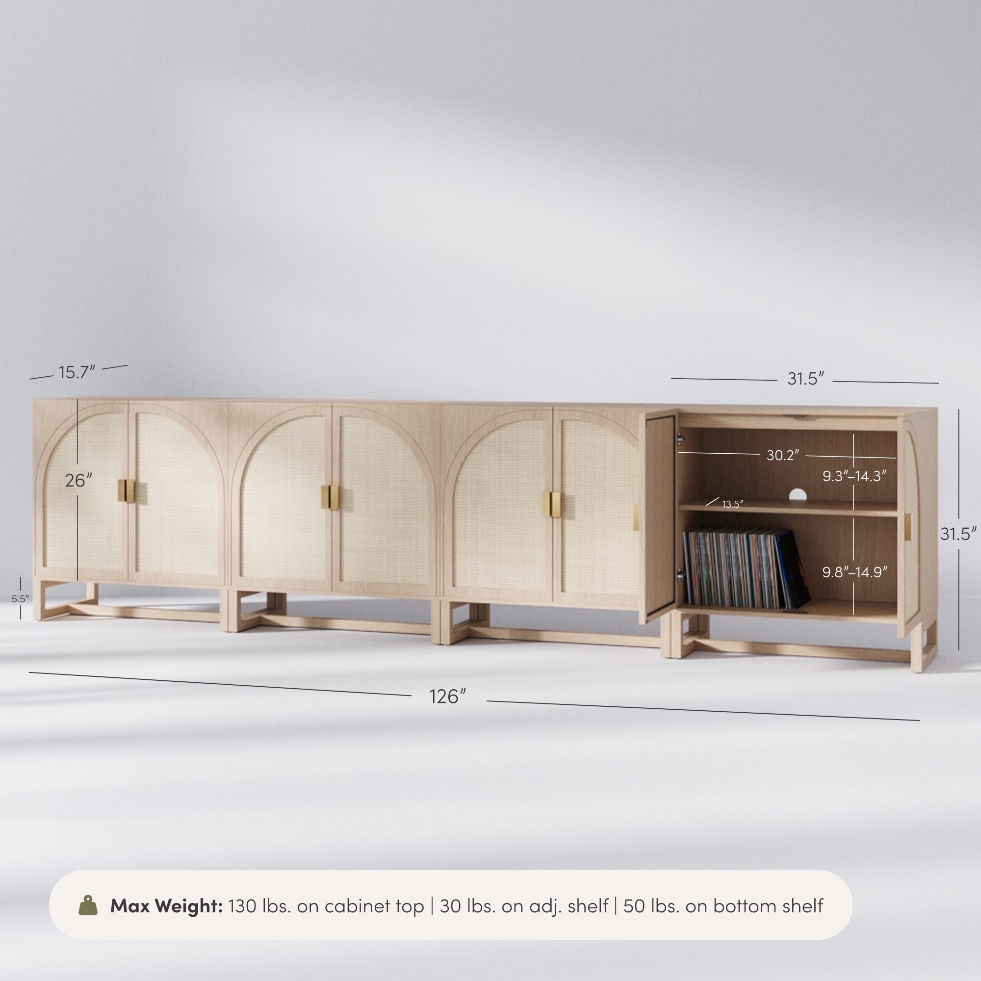 Paxton Credenza Raw Oak Arched Set of 4 | Nathan James