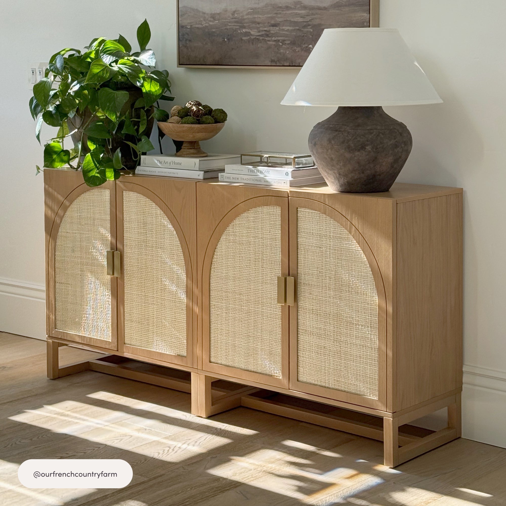 Paxton Boho Rattan Arched Door Storage Cabinet | Nathan James