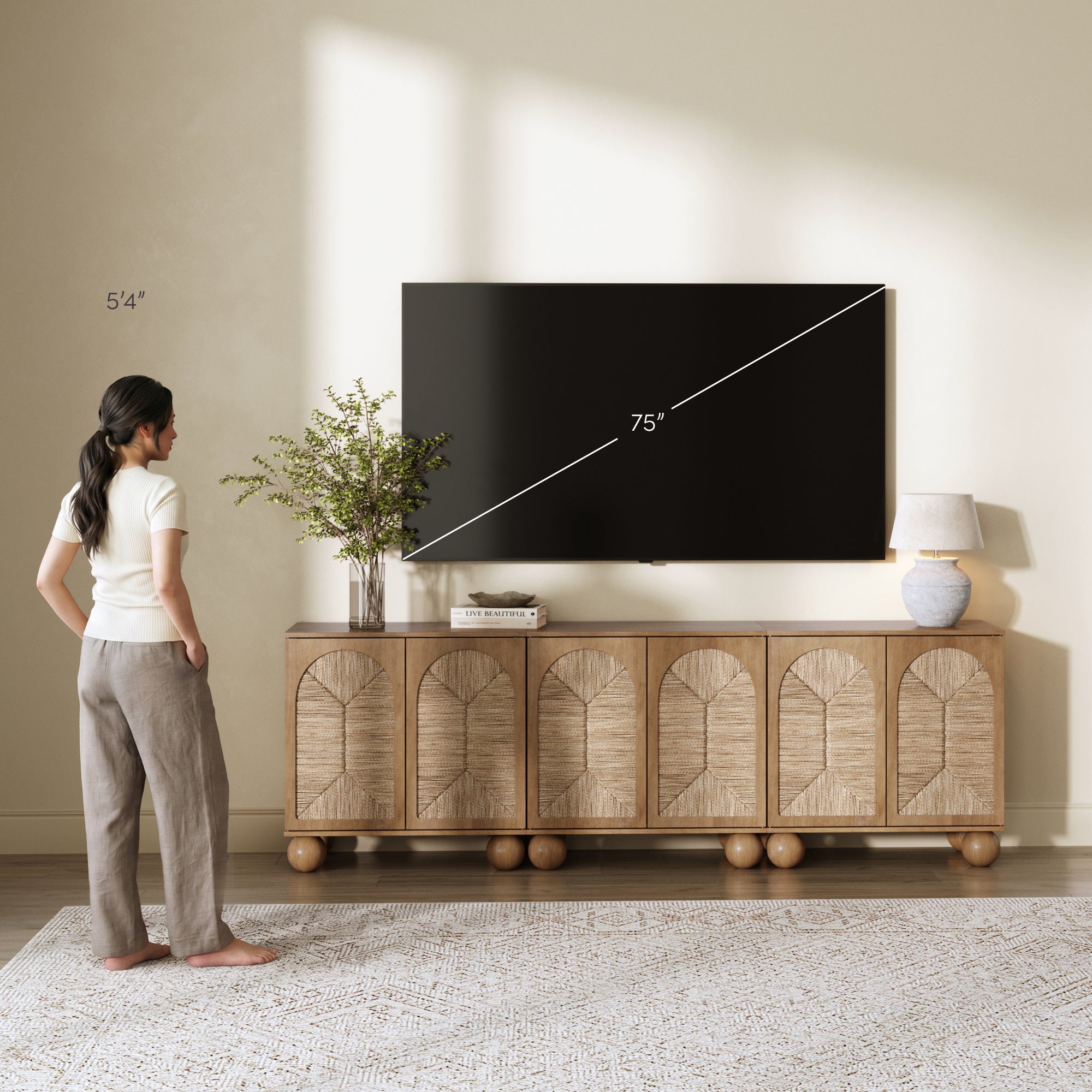 Leah Credenza Seagrass Light Brown Set of 3 | Nathan James