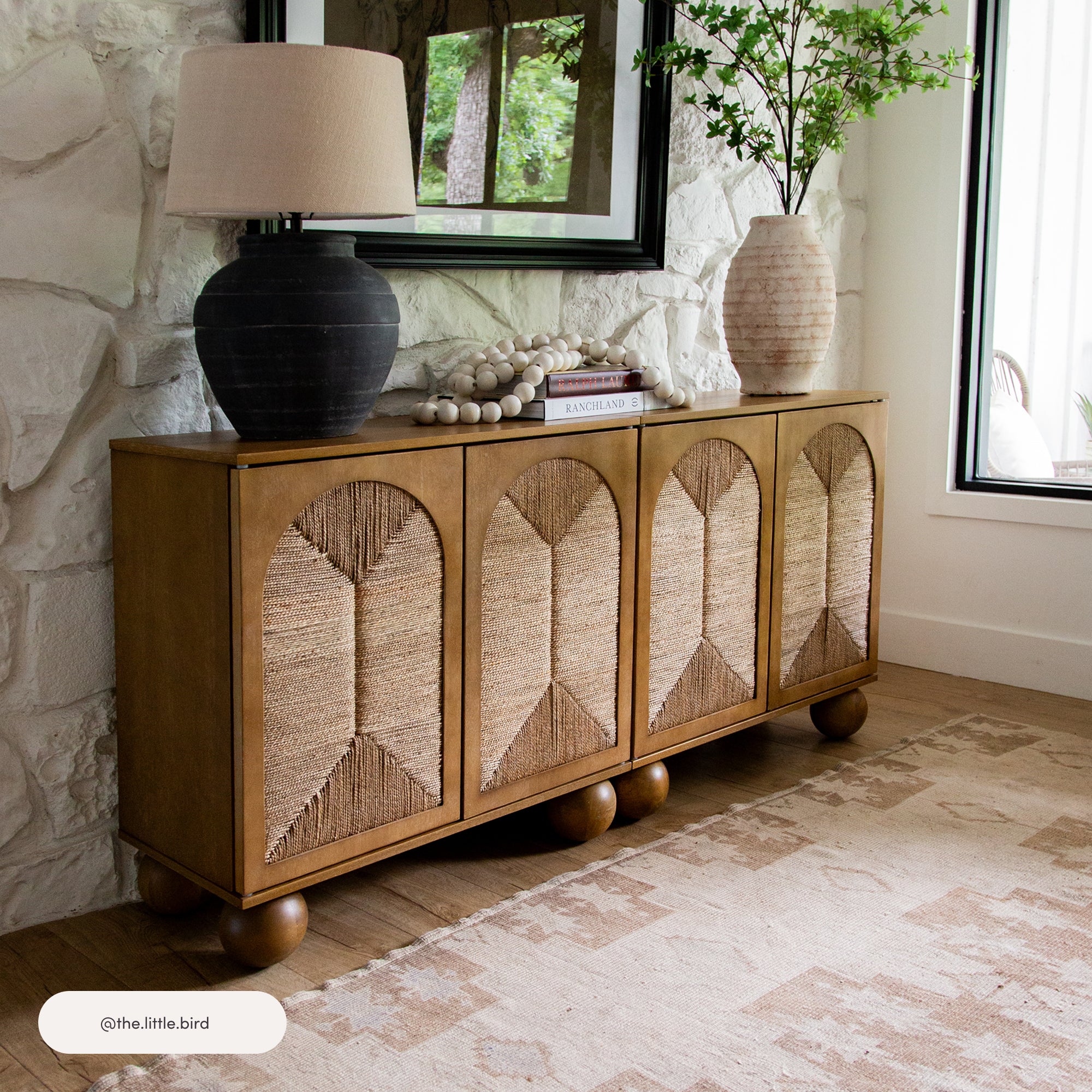 Leah Credenza Seagrass Light Brown Set of 3 | Nathan James
