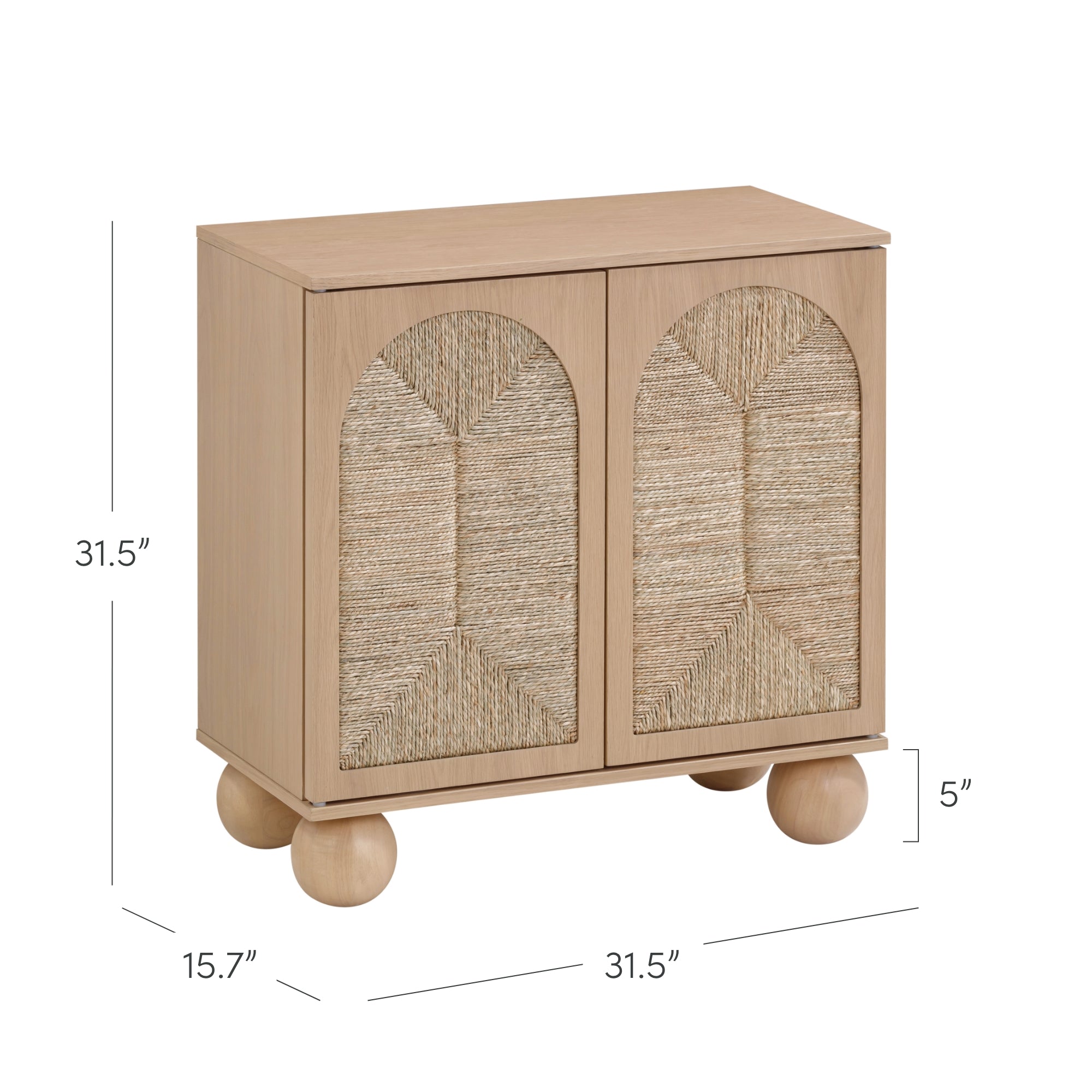 Leah Storage Cabinet Seagrass Raw Oak Arched | Nathan James