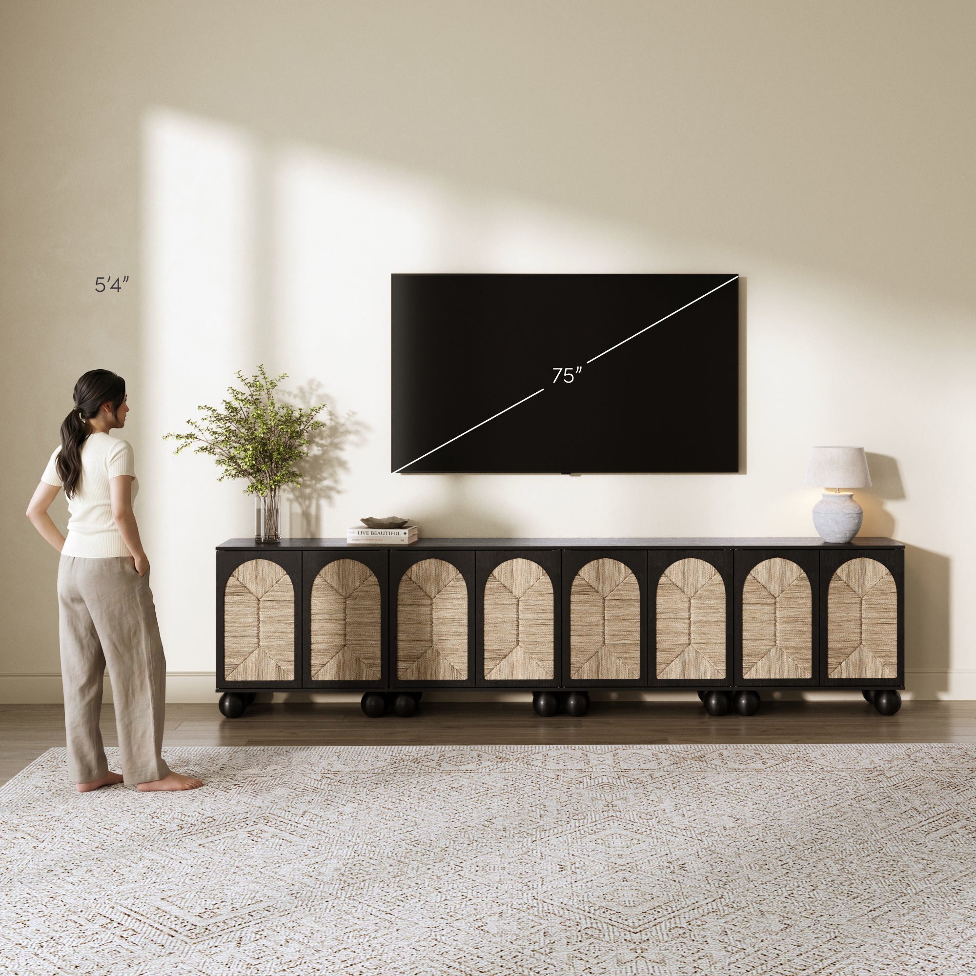 Leah Credenza Seagrass Black Set of 4 Arched | Nathan James