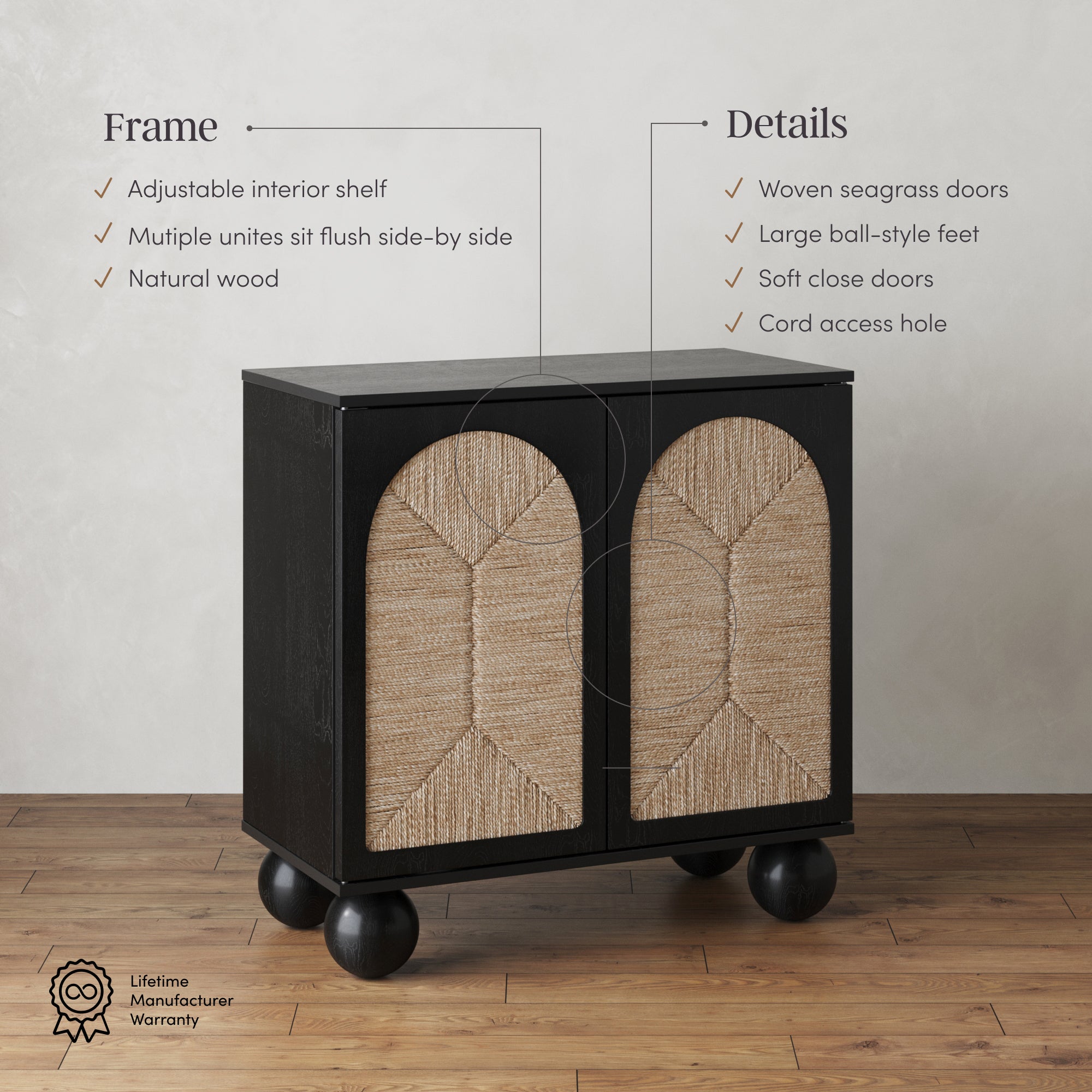 Leah Seagrass Arched TV Console Credenza | Nathan James