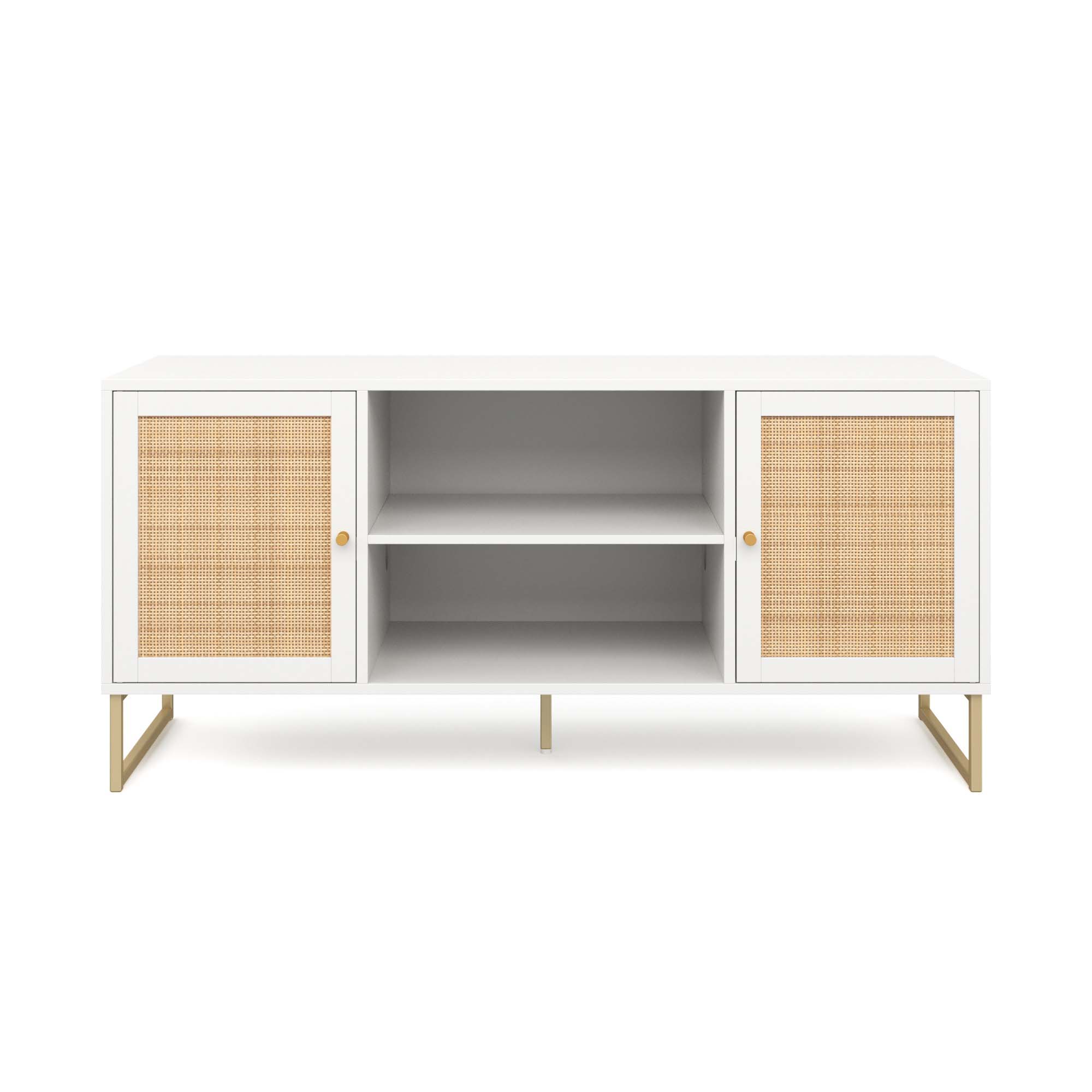 Nathan James 74101 Mina Moderno mueble para TV, mueble de entretenimiento,  consola multimedia con acabado de madera de roble natural y detalles en