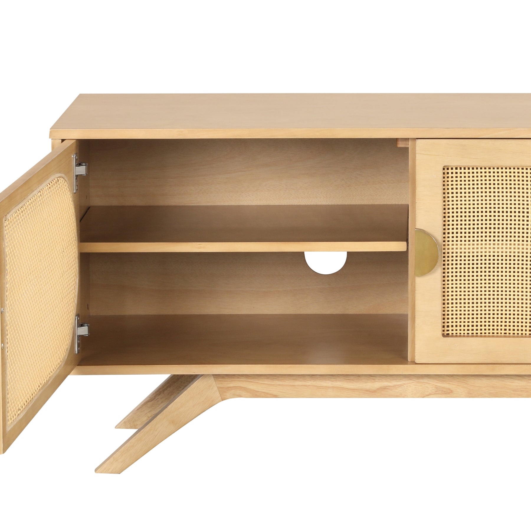 Rattan Wood Rounded Door TV Stand Nathan James