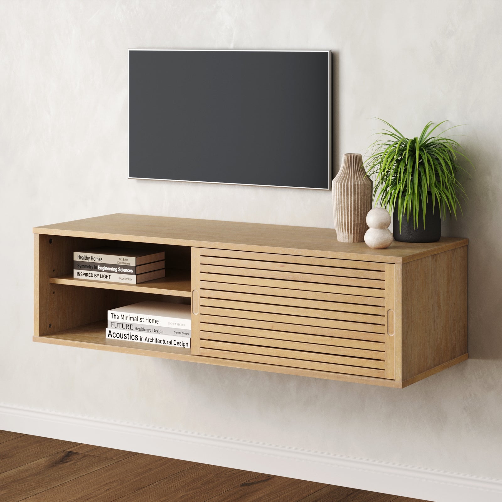 Modern Wood WallMounted Light Brown TV Stand Nathan James