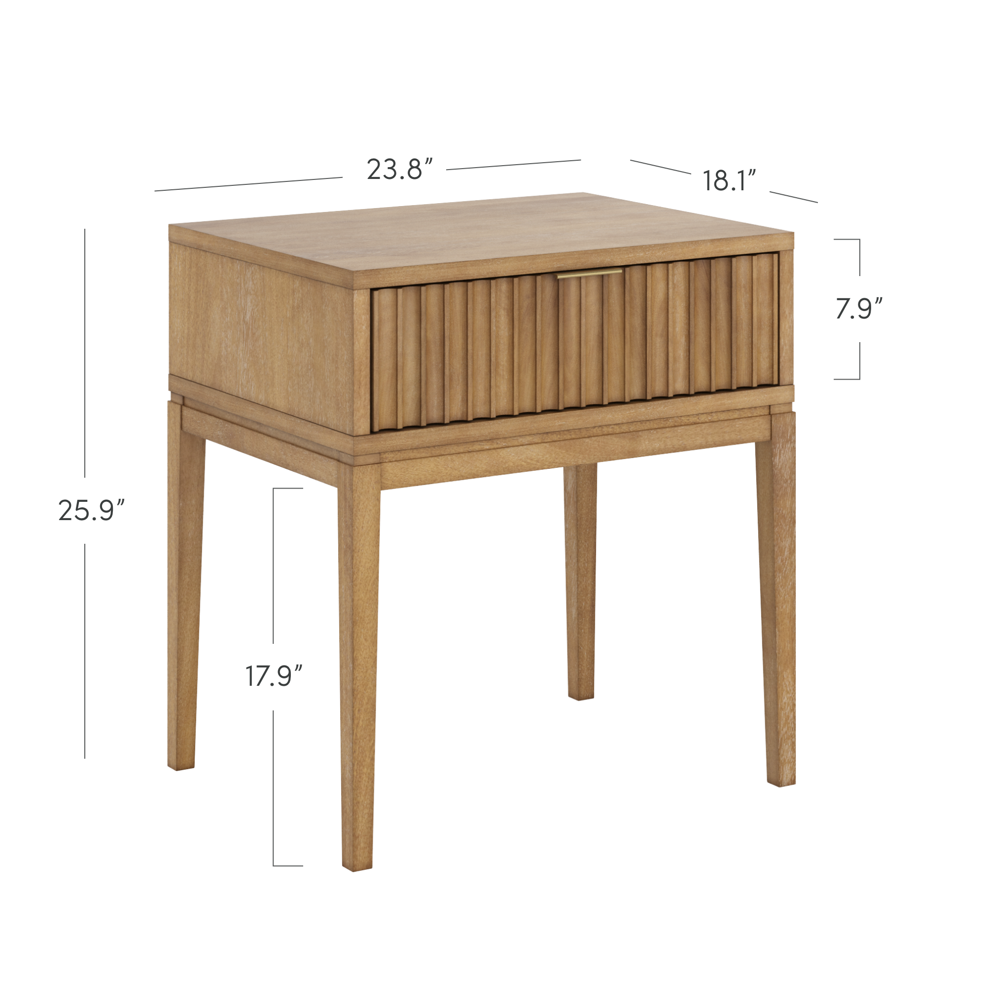 Bohemian Wood Nightstand with Drawer - Thumbnail 3