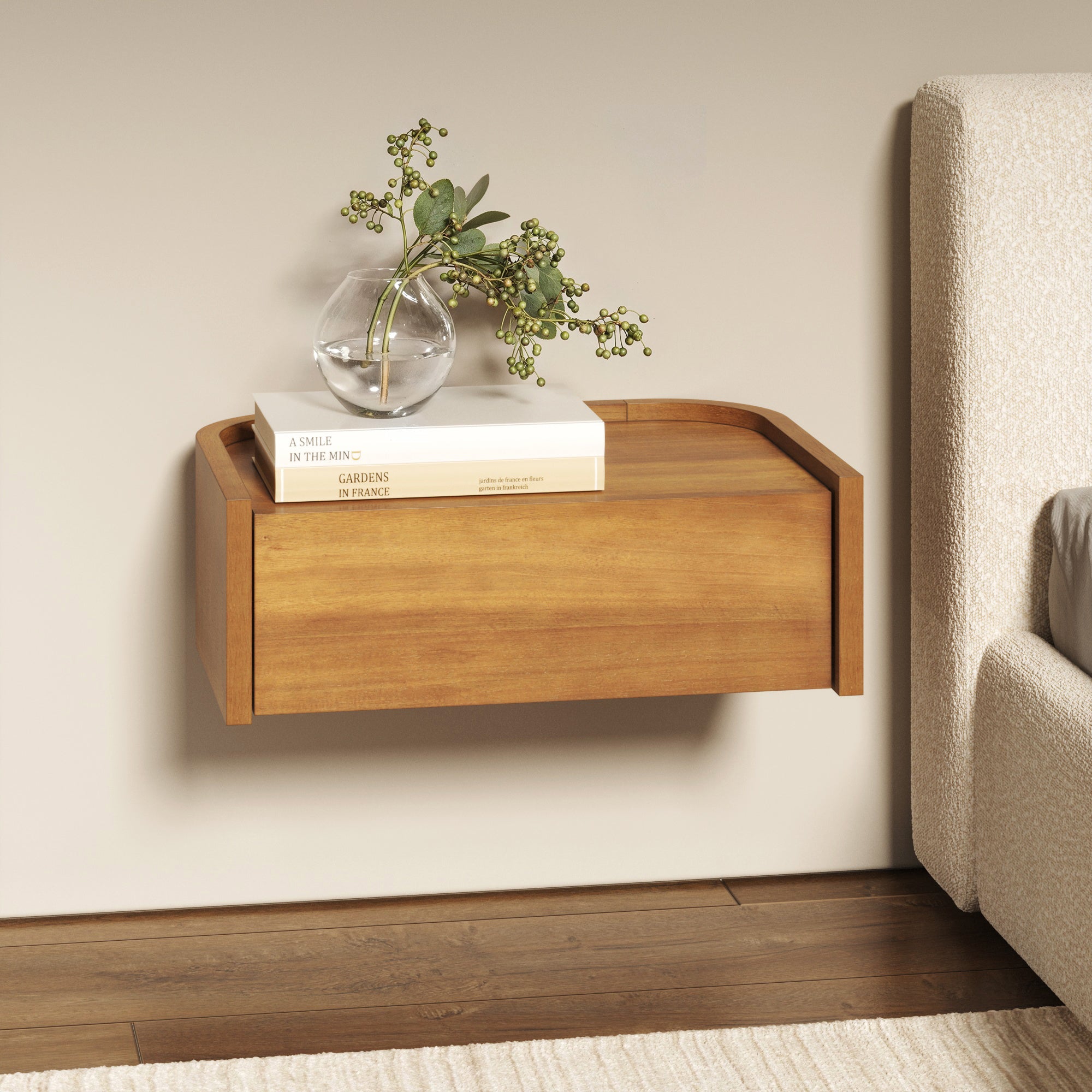 Floating 1-Drawer Rounded Nightstand