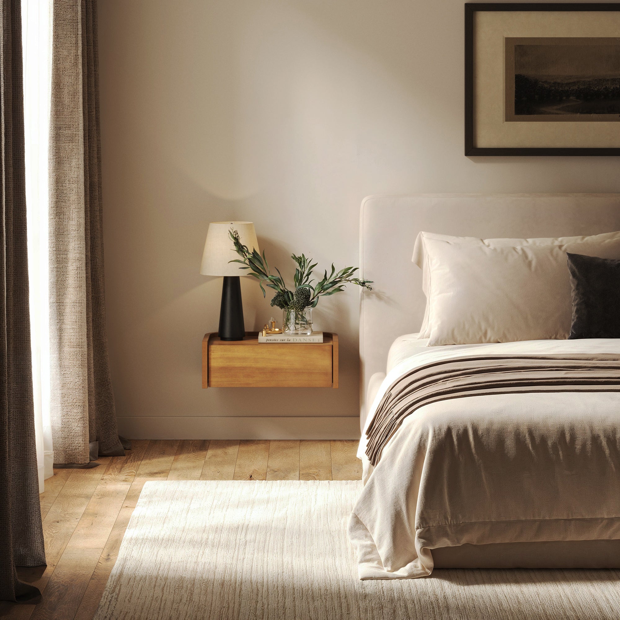 Floating 1-Drawer Rounded Nightstand - Thumbnail 4