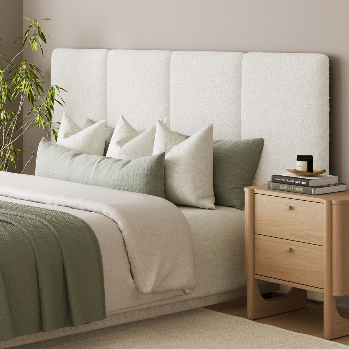 Marissa Headboard Boucle White King 4-Panel | Nathan James