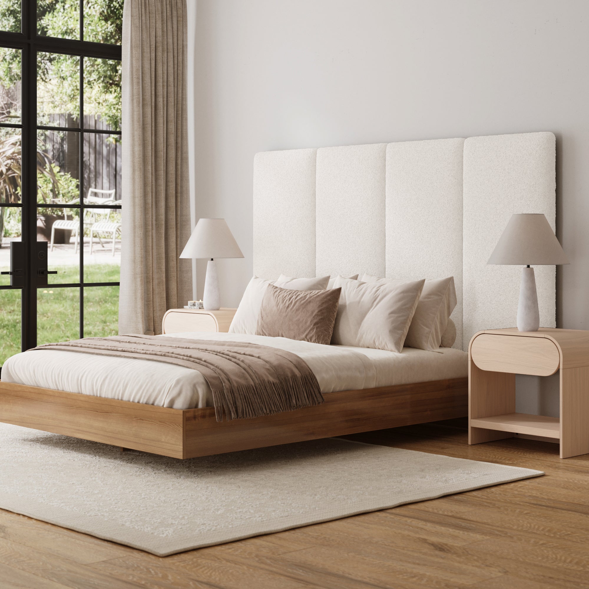 King Wall Mounted Headboard 4 Panel Boucle - Thumbnail 4