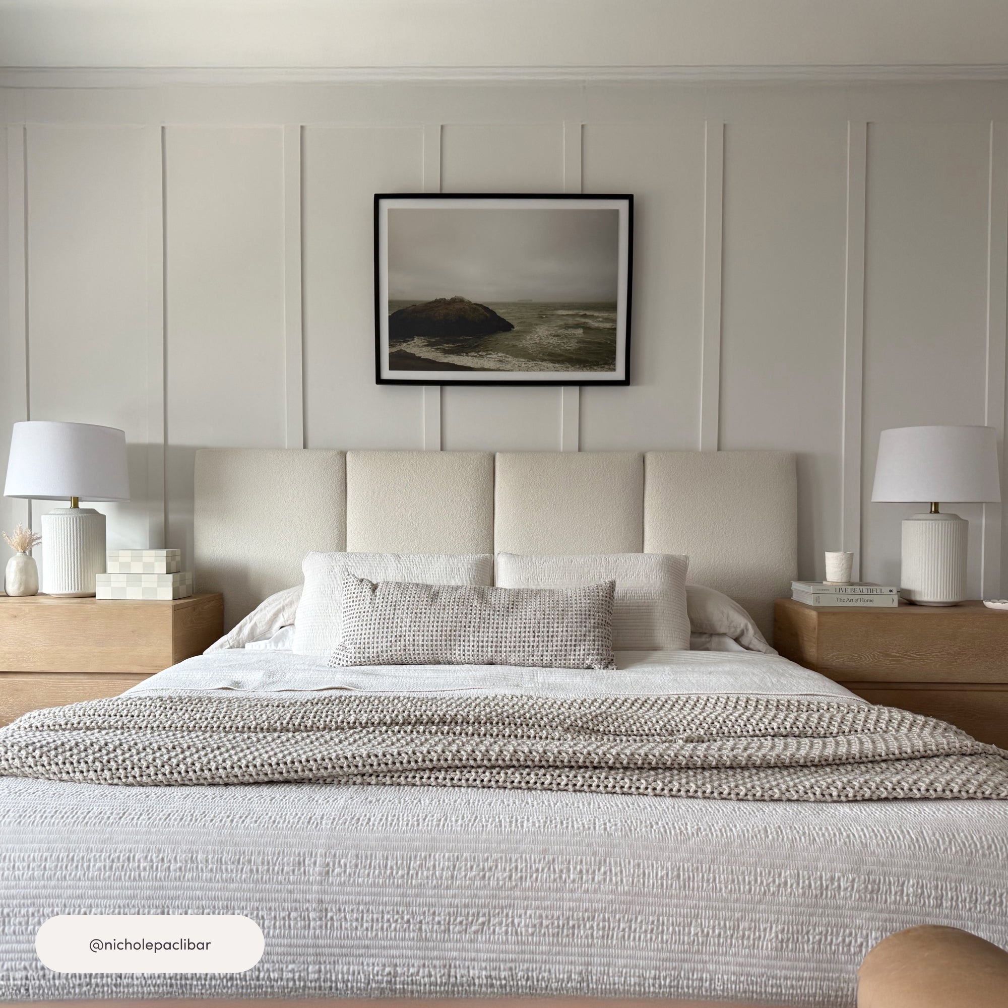 King Wall Mounted Marissa Boucle Upholstered Headboard | Nathan James