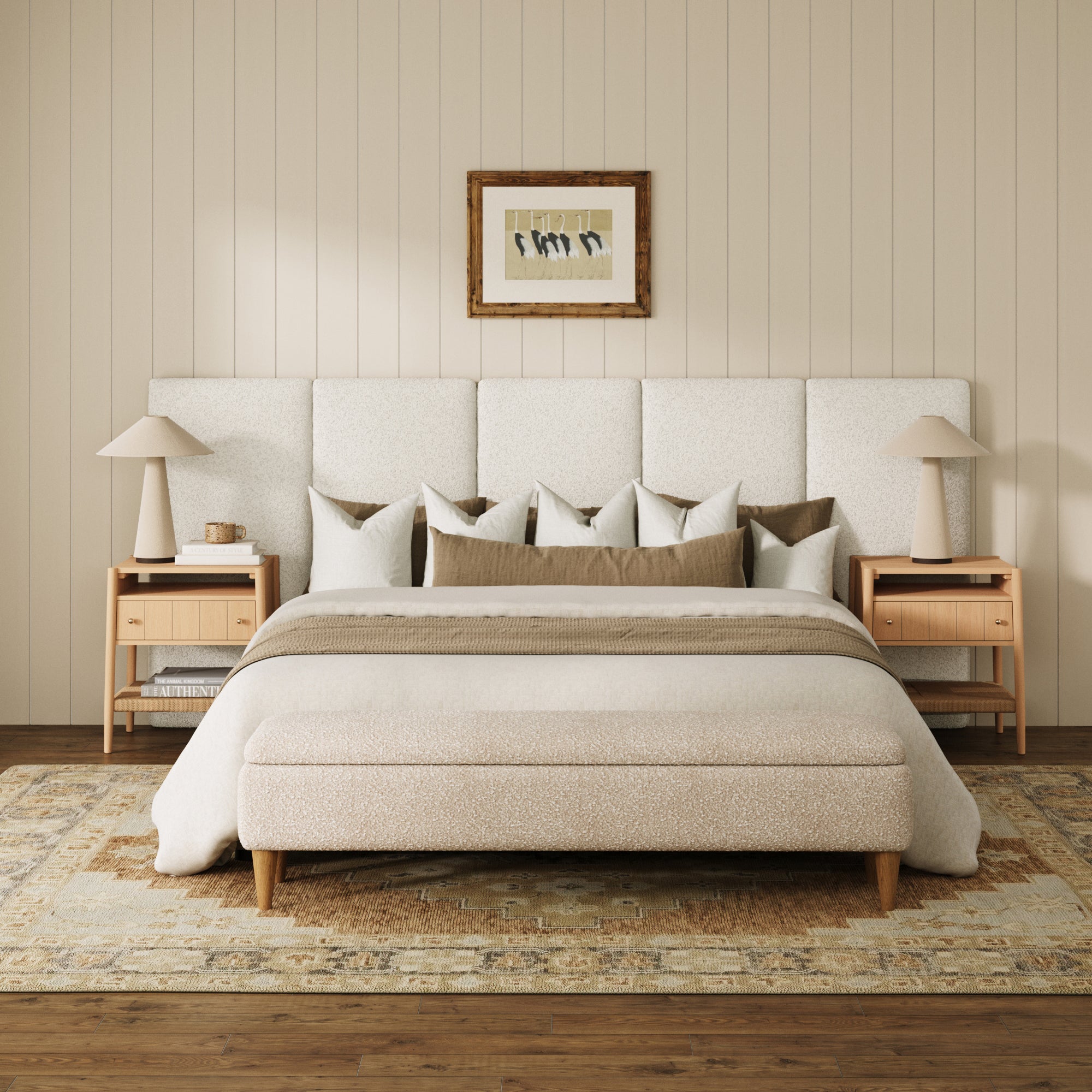 Queen Wall Mounted Boucle Headboard with Padding - Thumbnail 2