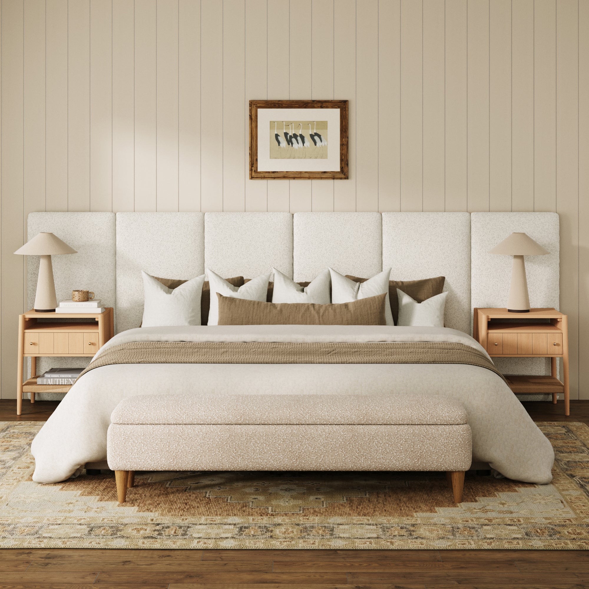 King Size Wall Mounted Oversize Upholstered Boucle Headboard