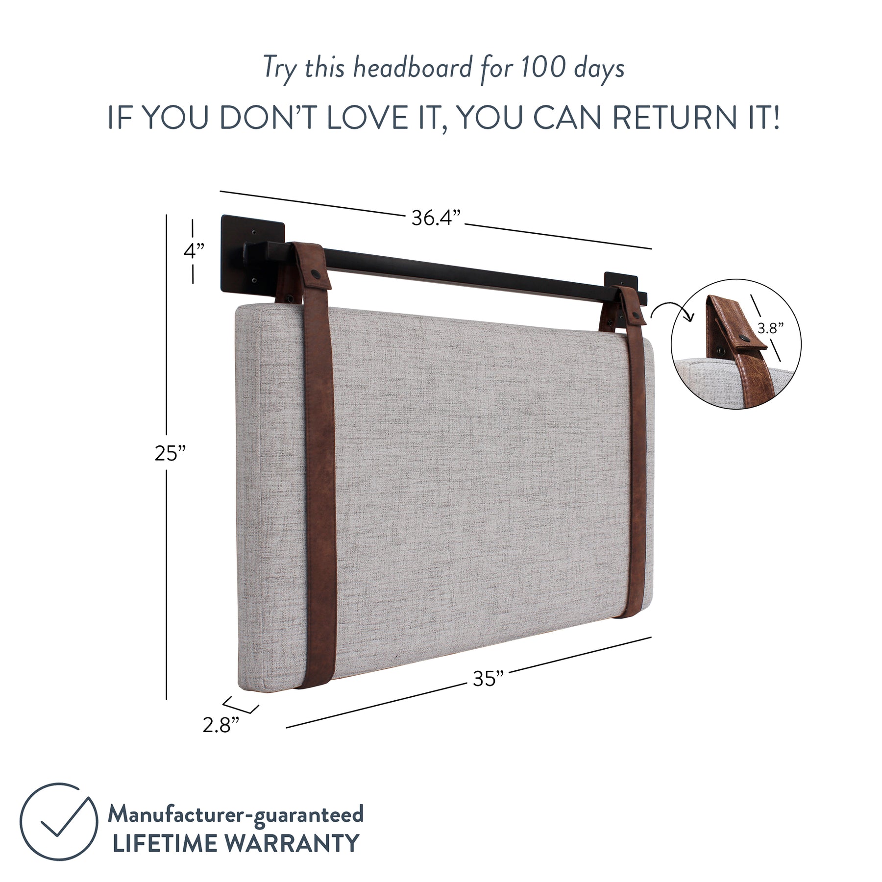 Harlow Faux Leather Headboard WallMount Rail Nathan James