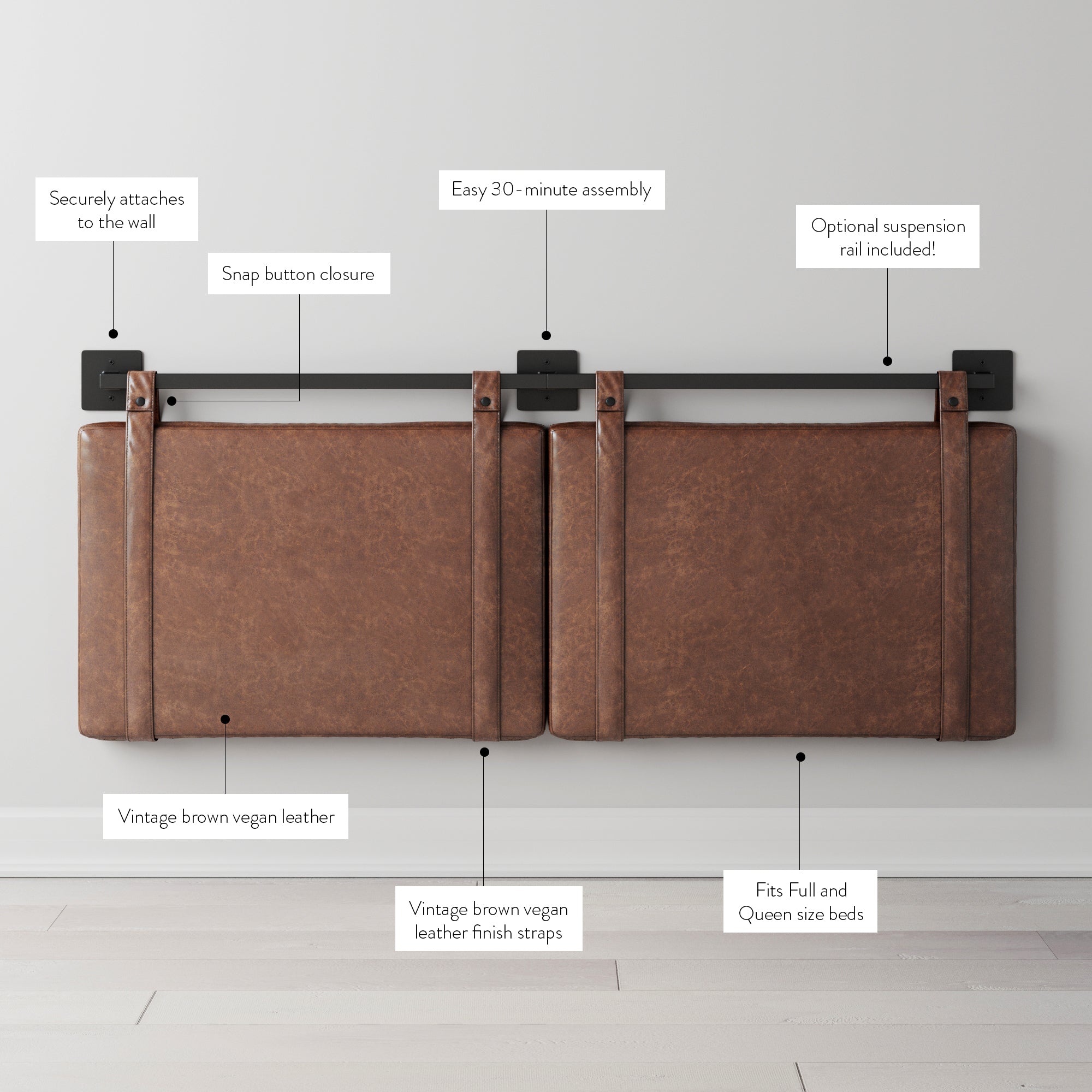 Nathan James Upholstered Wall Mount Headboard - Thumbnail 4