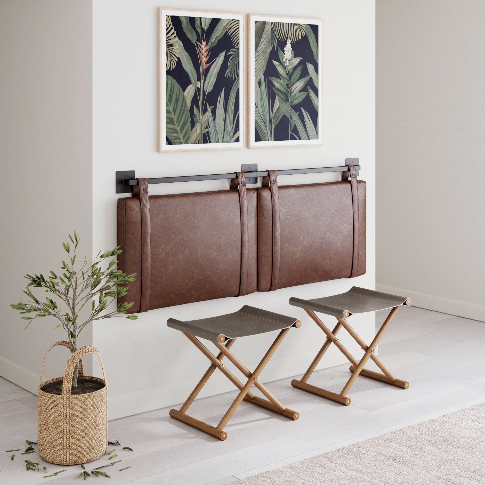 Harlow Headboard Upholstered Brown Queen | Nathan James