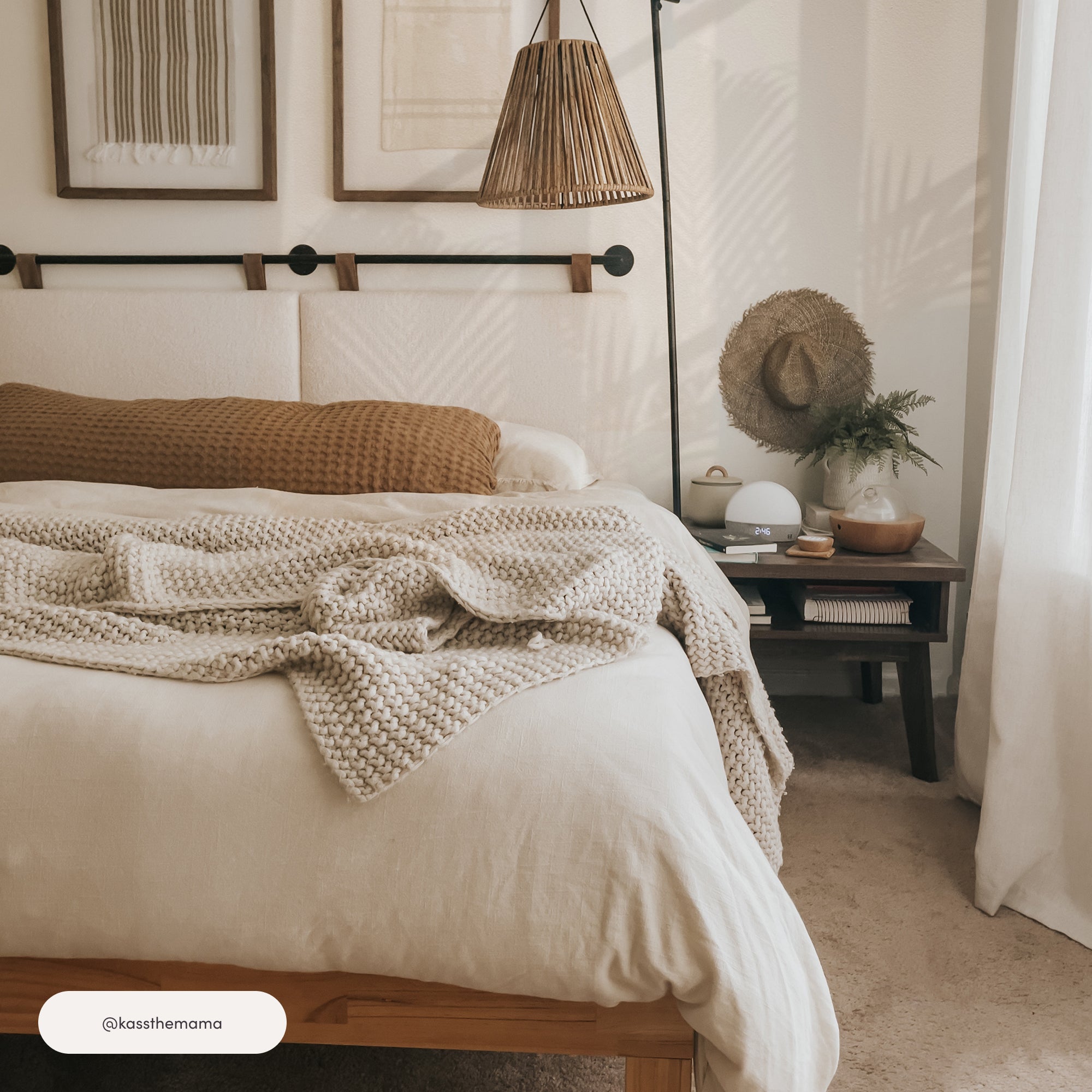 Charlie White Boucle Padded King Headboard Wall-Mount | Nathan James