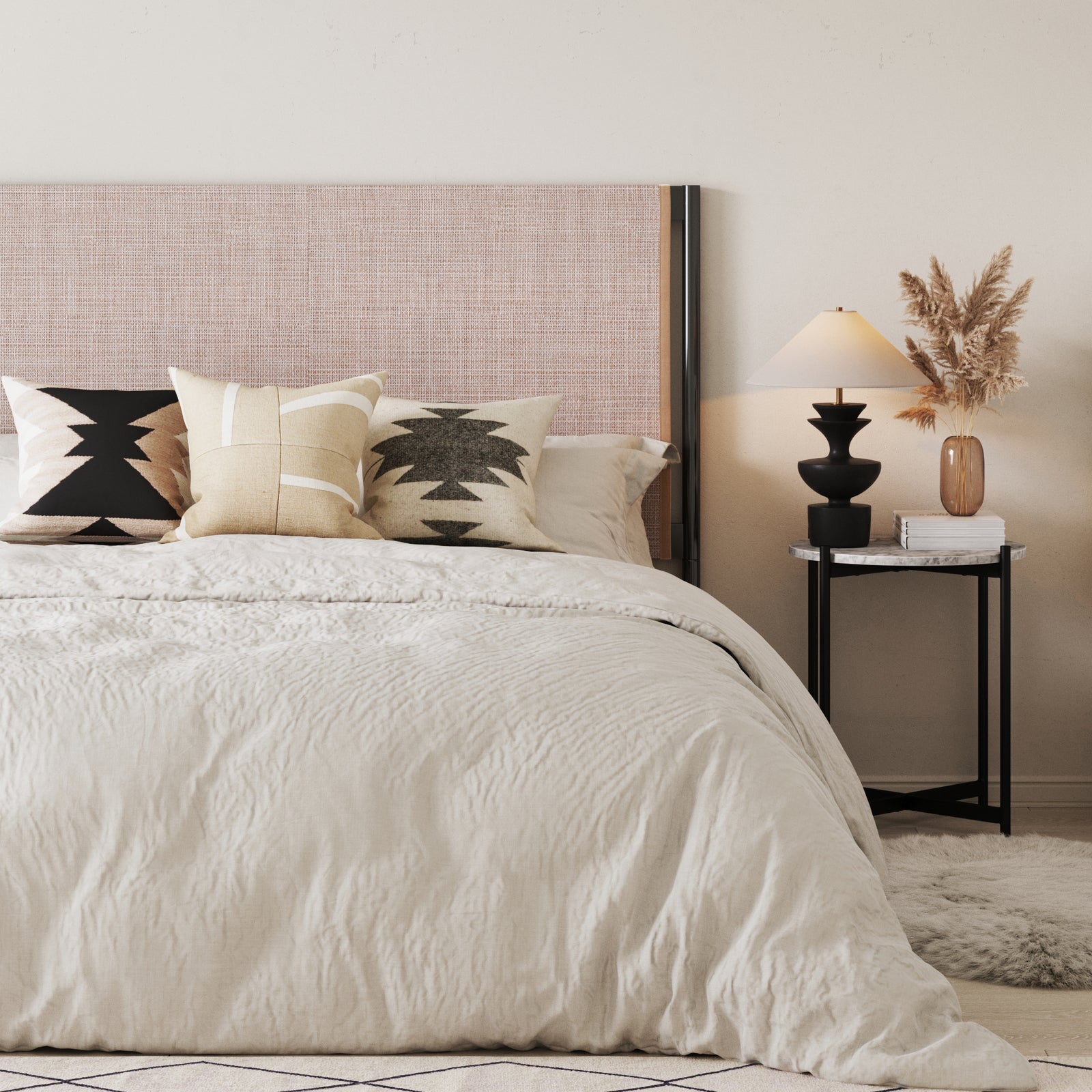 Boho Rattan & Metal Queen Size Cane Headboard Nathan James