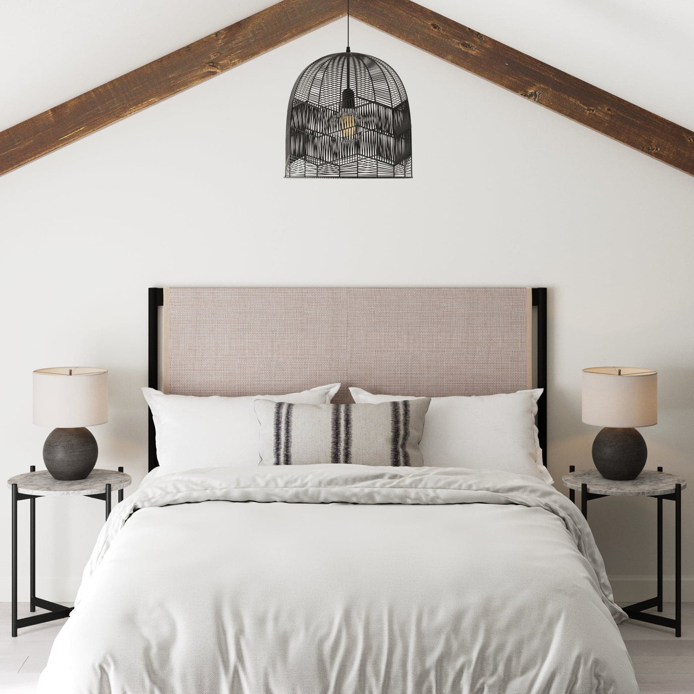 Boho Rattan & Metal Queen Size Cane Headboard Nathan James