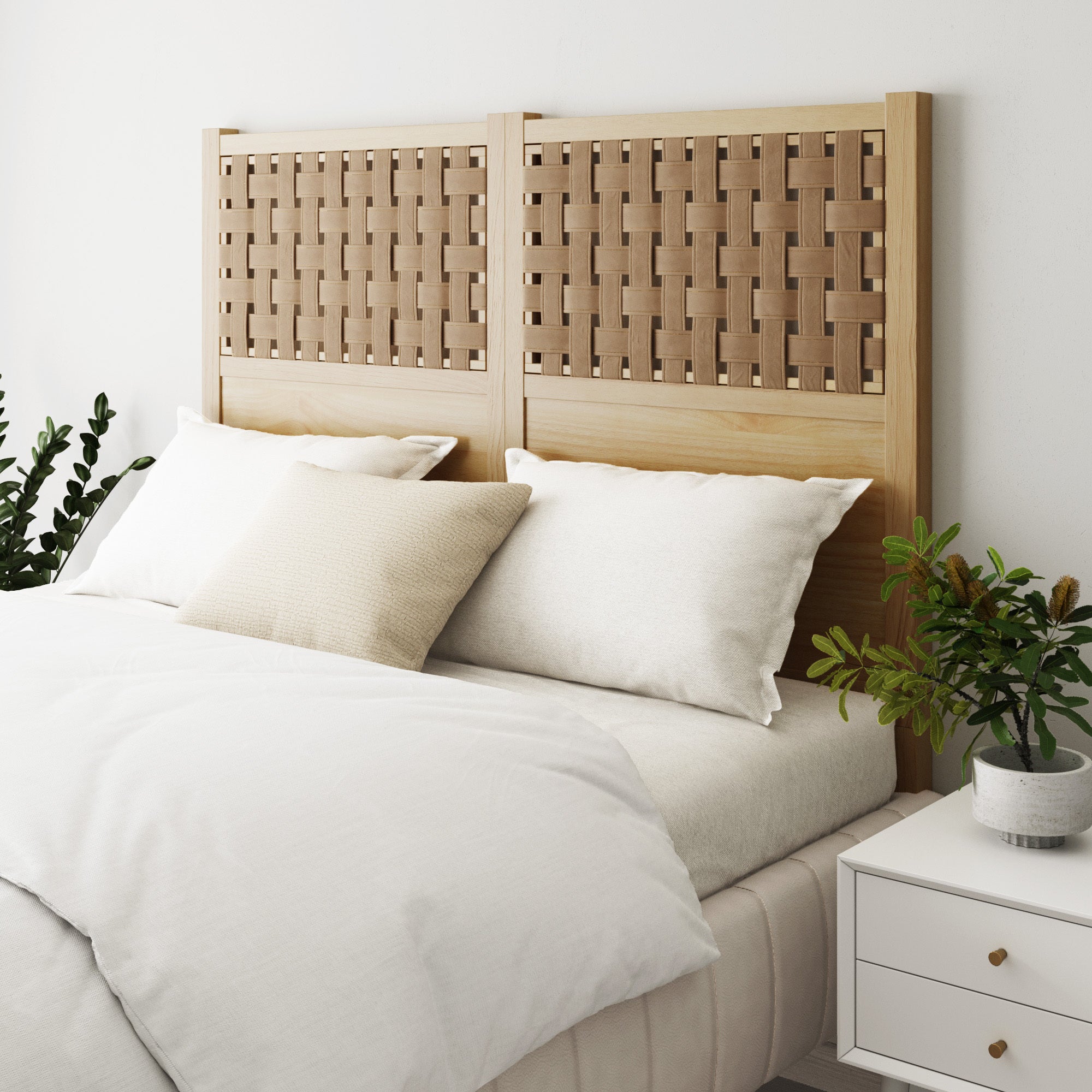Queen Solid Wood & Faux Leather Headboard