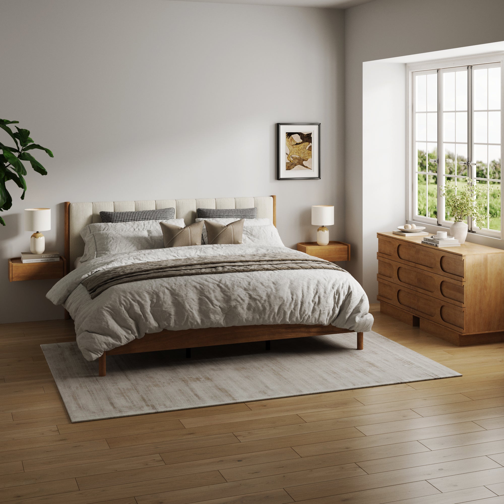 Modern King Bedroom Set with 2 Dressers and Floating Nightstands - Nathan James